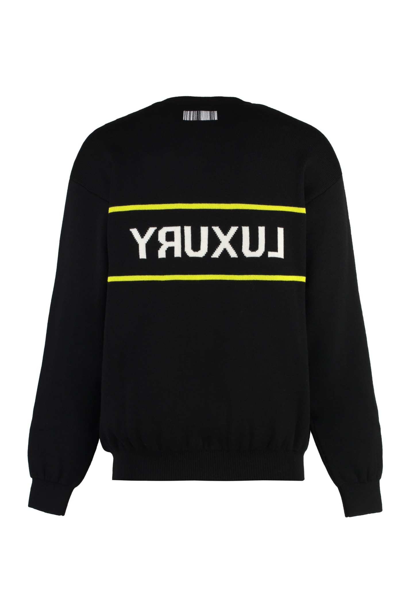 Shop Vetements Luxury Wool Crew-neck Sweater In Black