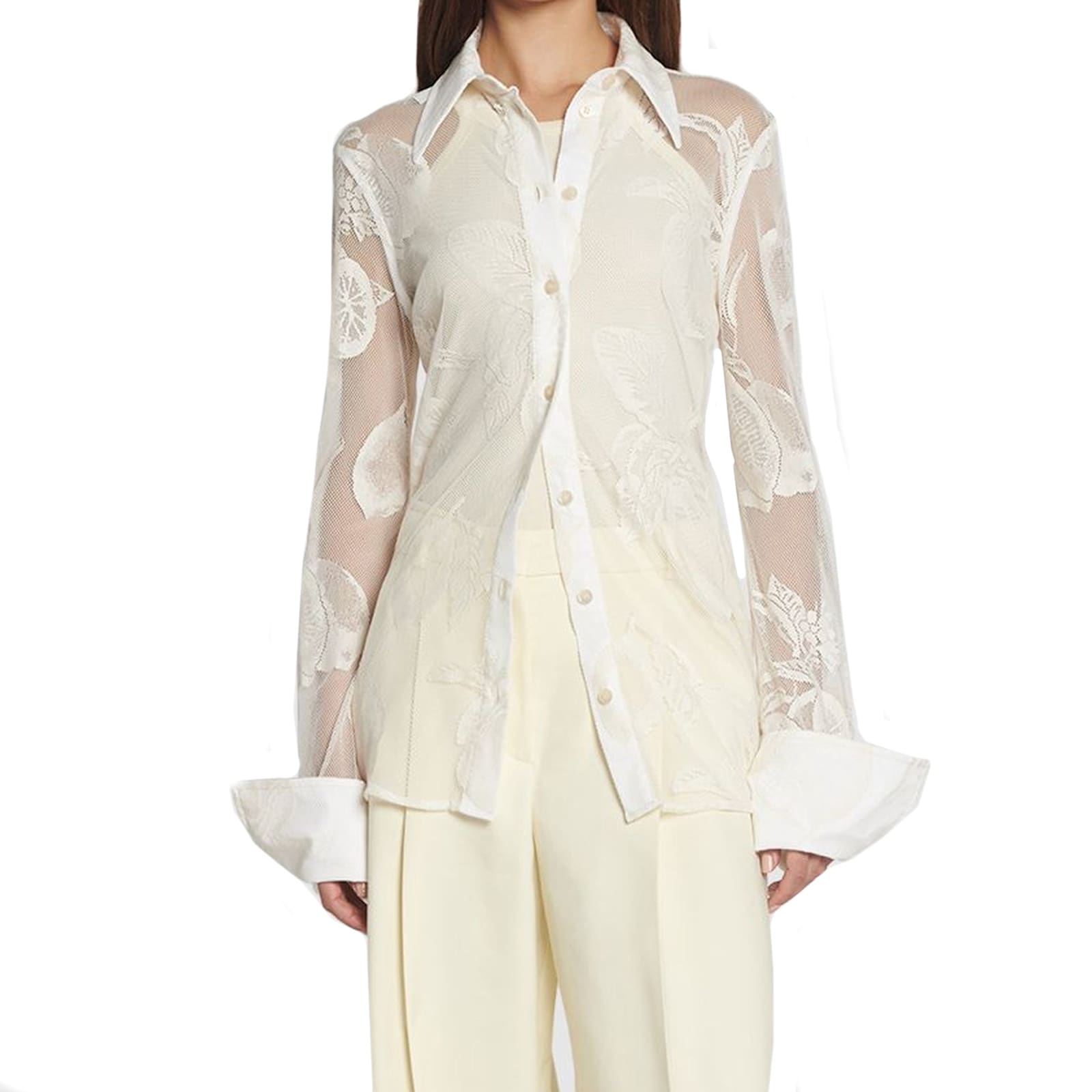 Sportmax Asti Lace Up Double Layer Shirt In White