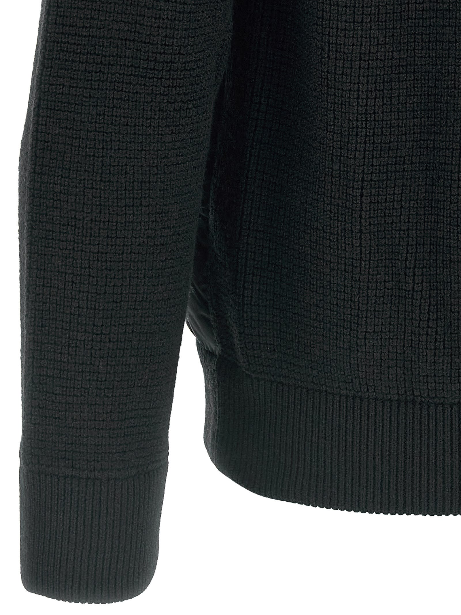 Herno Padded Bomber Jacket With Wool Sleeves Clothing In Black