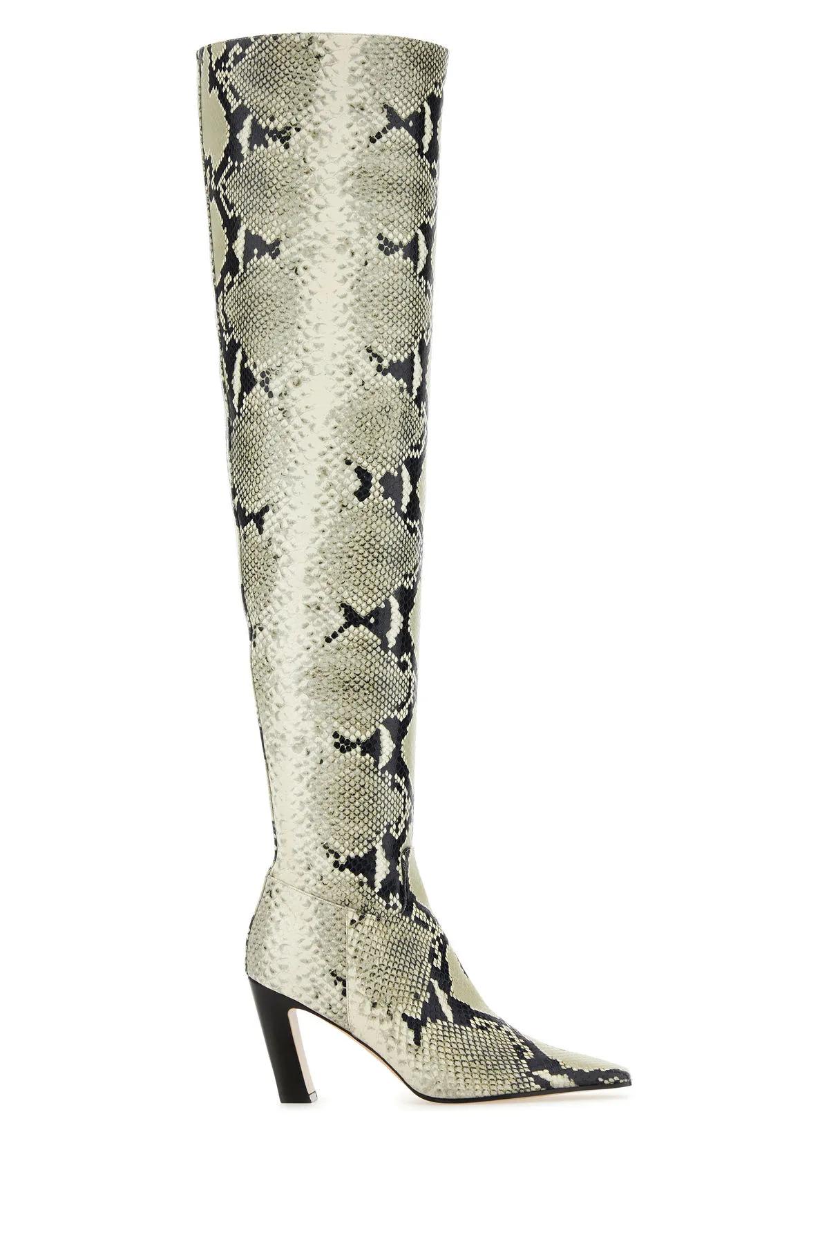 Shop Khaite Printed Leather The Marfa Boots In Beige