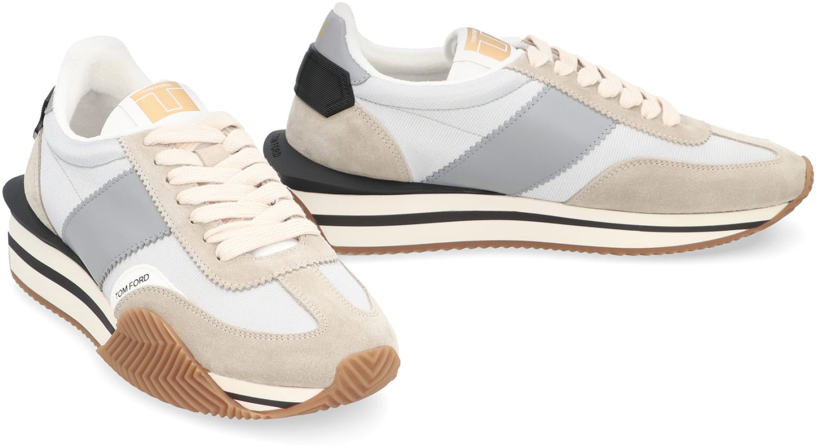 Shop Tom Ford James Low-top Sneakers In Silver Cream (beige)