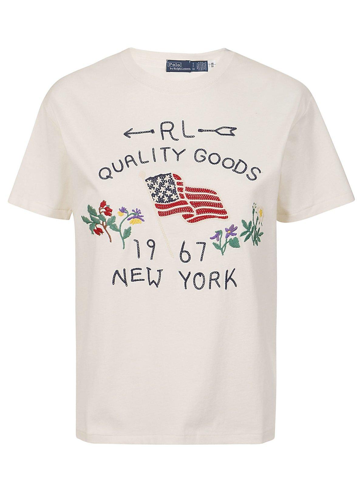 Ralph Lauren Embroidered Crewneck T-shirt In White