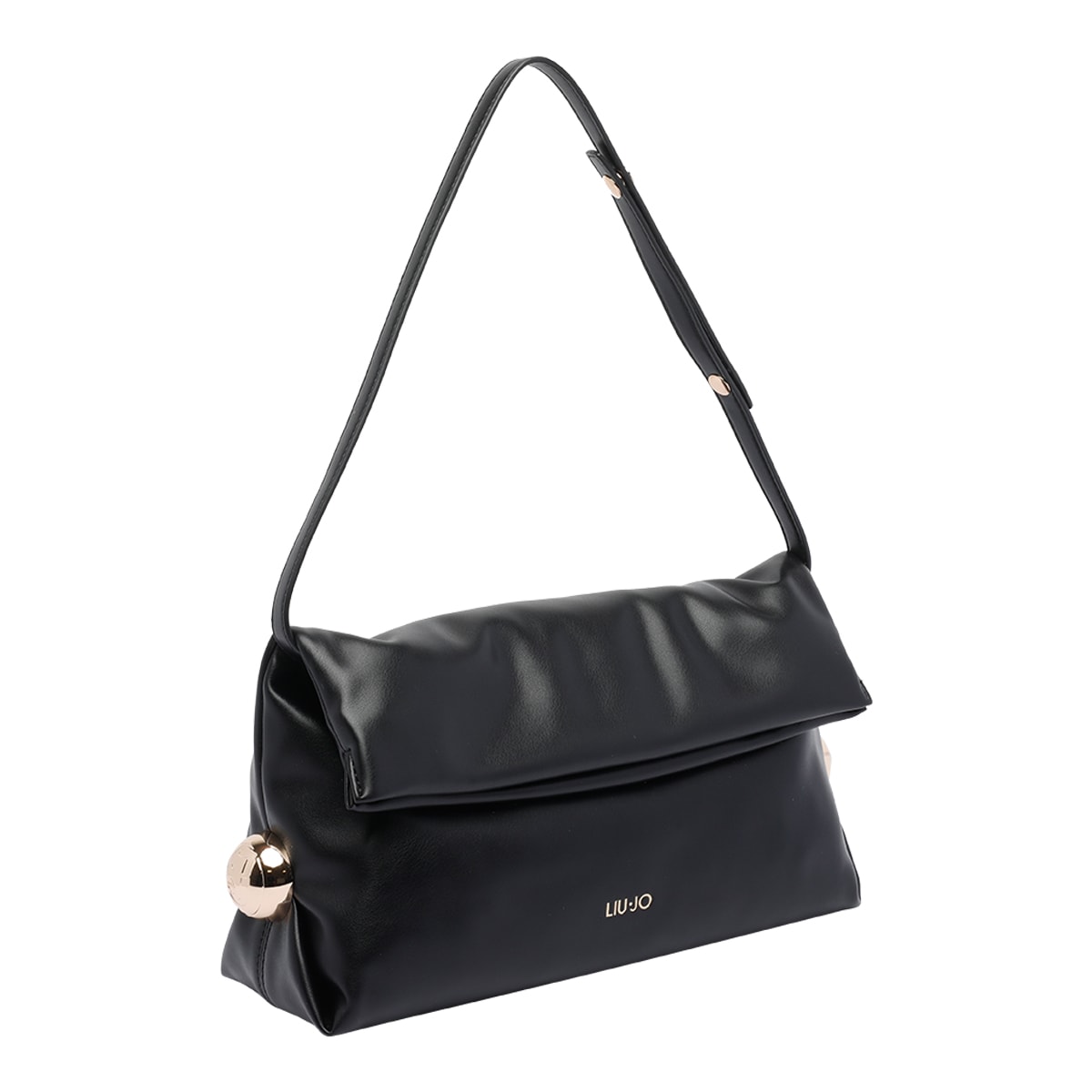 Liu •jo Black Clutch With Sophisticated Ruched Texture In Metallic