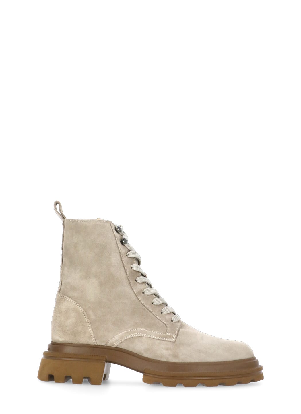 Shop Hogan H674 Combat Boots In Beige