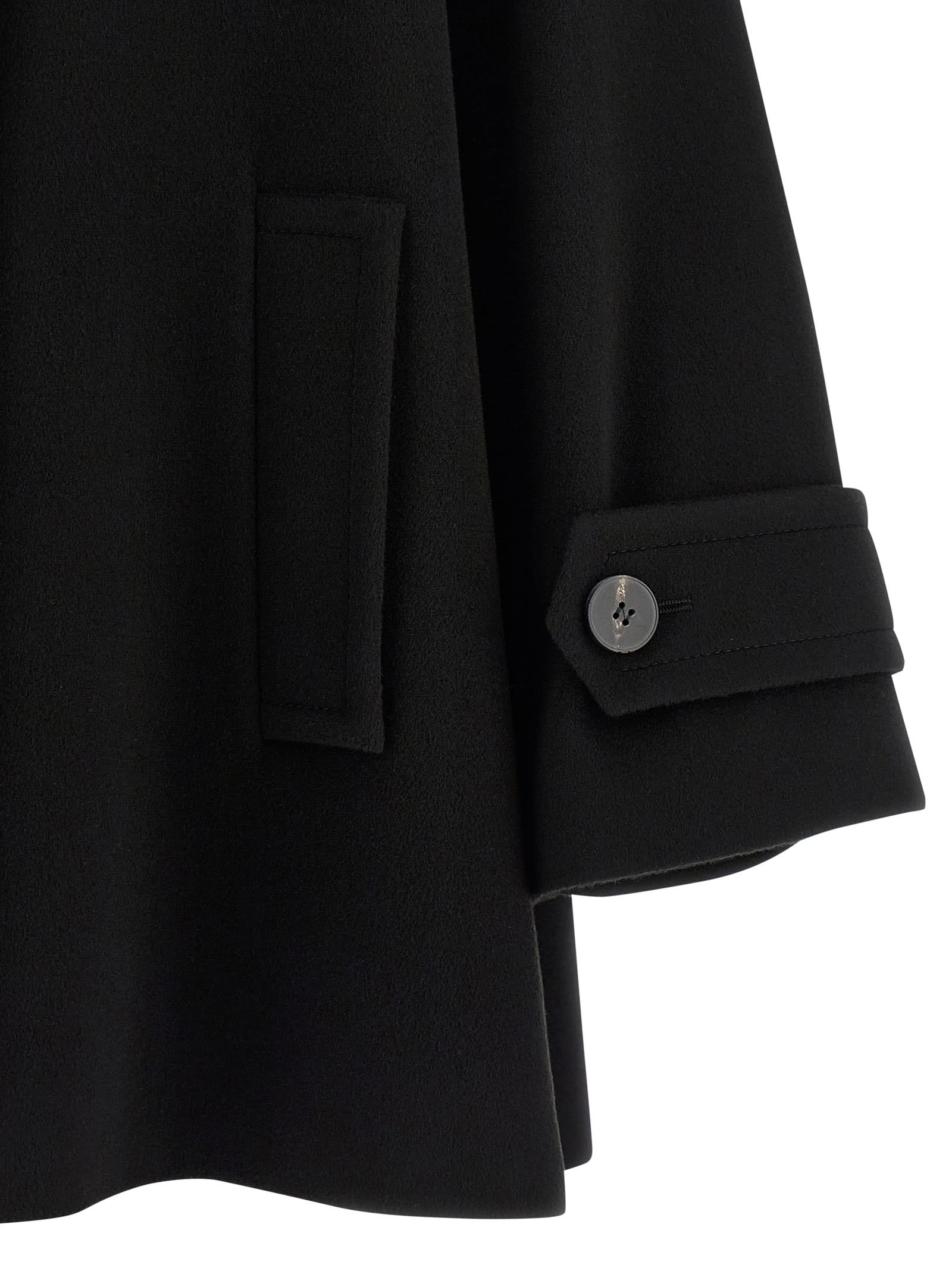 Alberto Biani Double-breasted Wool Caban With Shirt Collar In Black