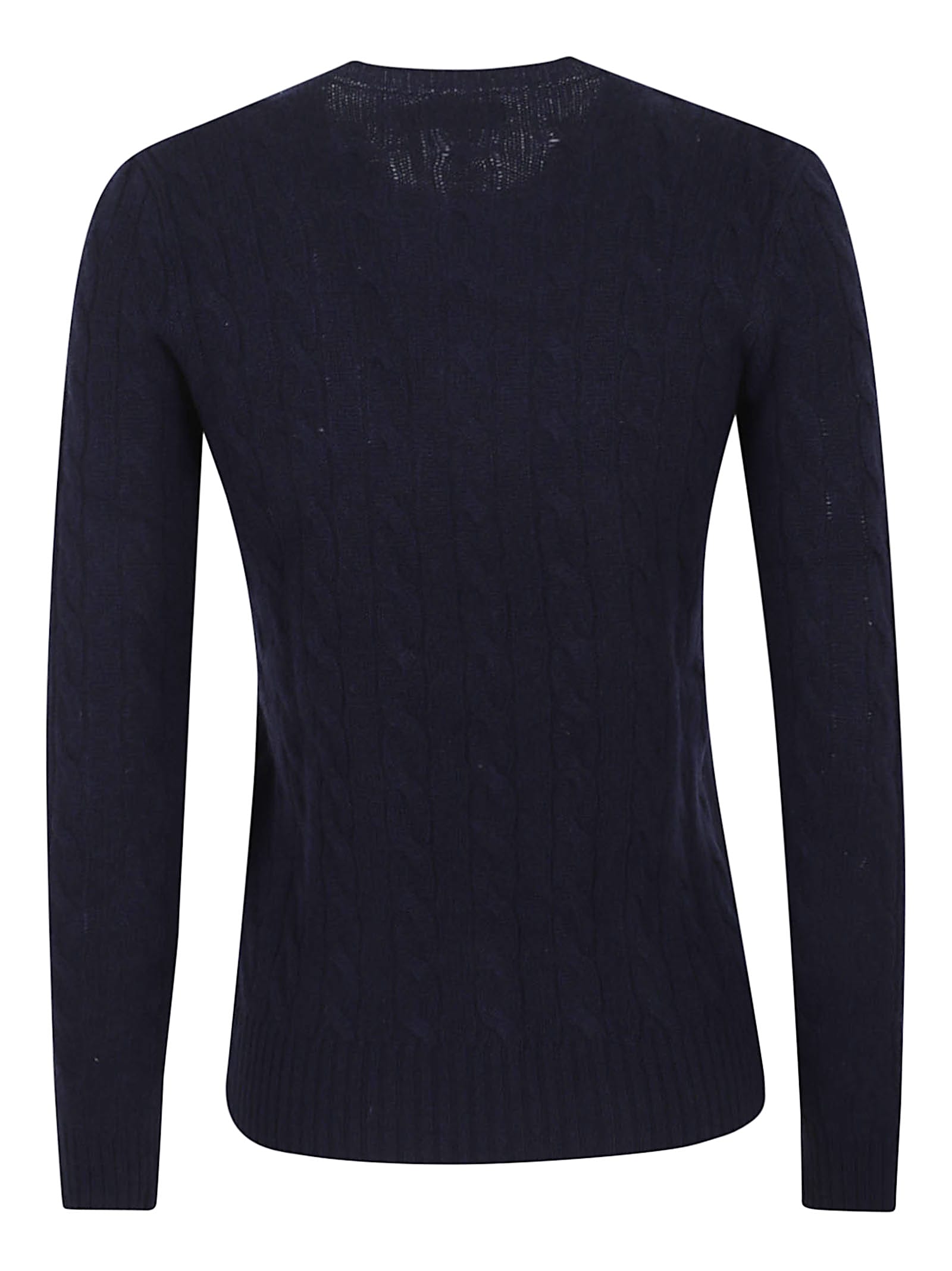 Polo Ralph Lauren Plaited Wool And Cashmere Crew-neck In Blue