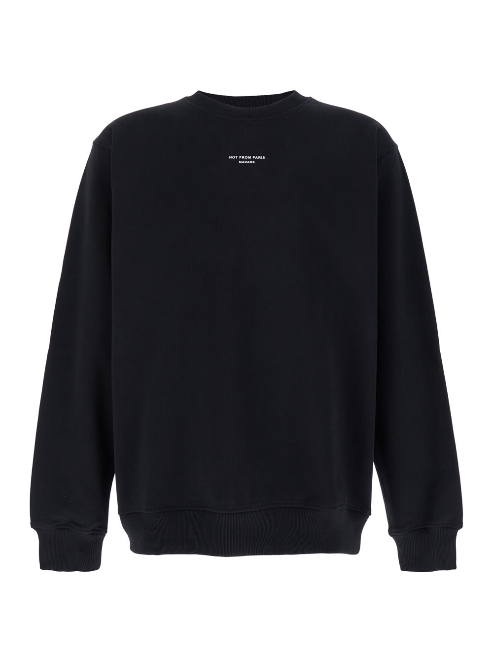 DRÔLE DE MONSIEUR LE SLOGAN CLASSIQUE BLACK CREWNECK SWEATSHIRT WITH CONTRASTING PRINT IN COTTON MAN