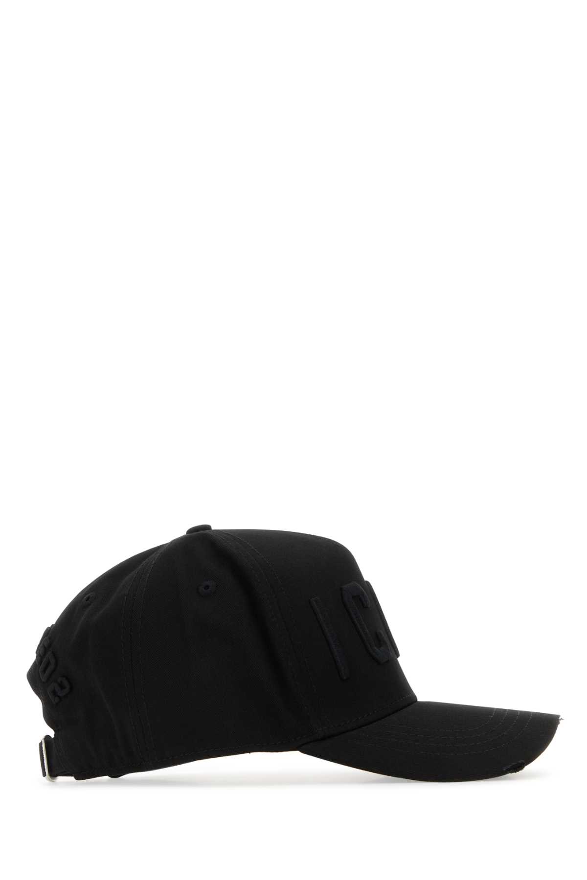 DSQUARED2 BLACK COTTON BASEBALL CAP 