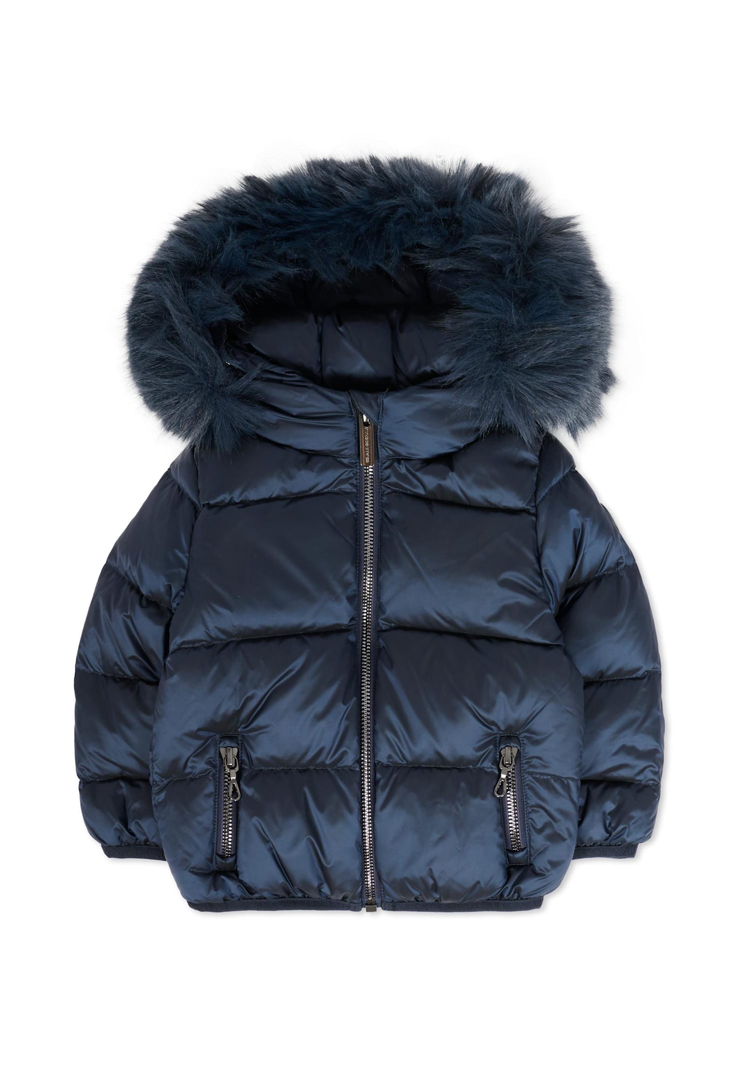 Colmar Blue Down Jacket For Baby Girl With Logo In Blue