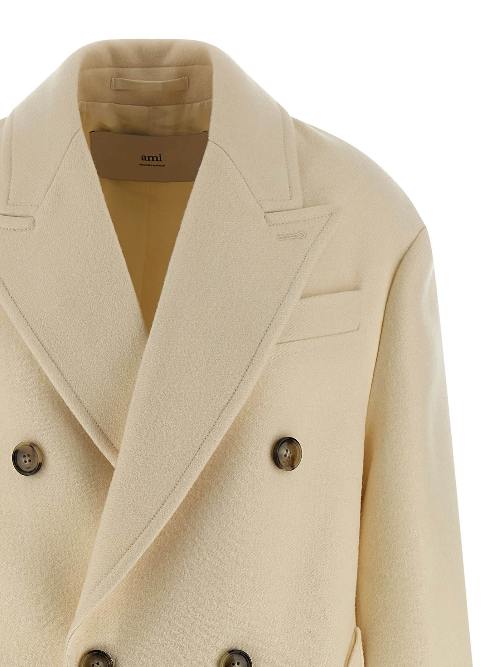 Ami Alexandre Mattiussi Double-breasted Coat Coats And Trench Coats White In Neutral