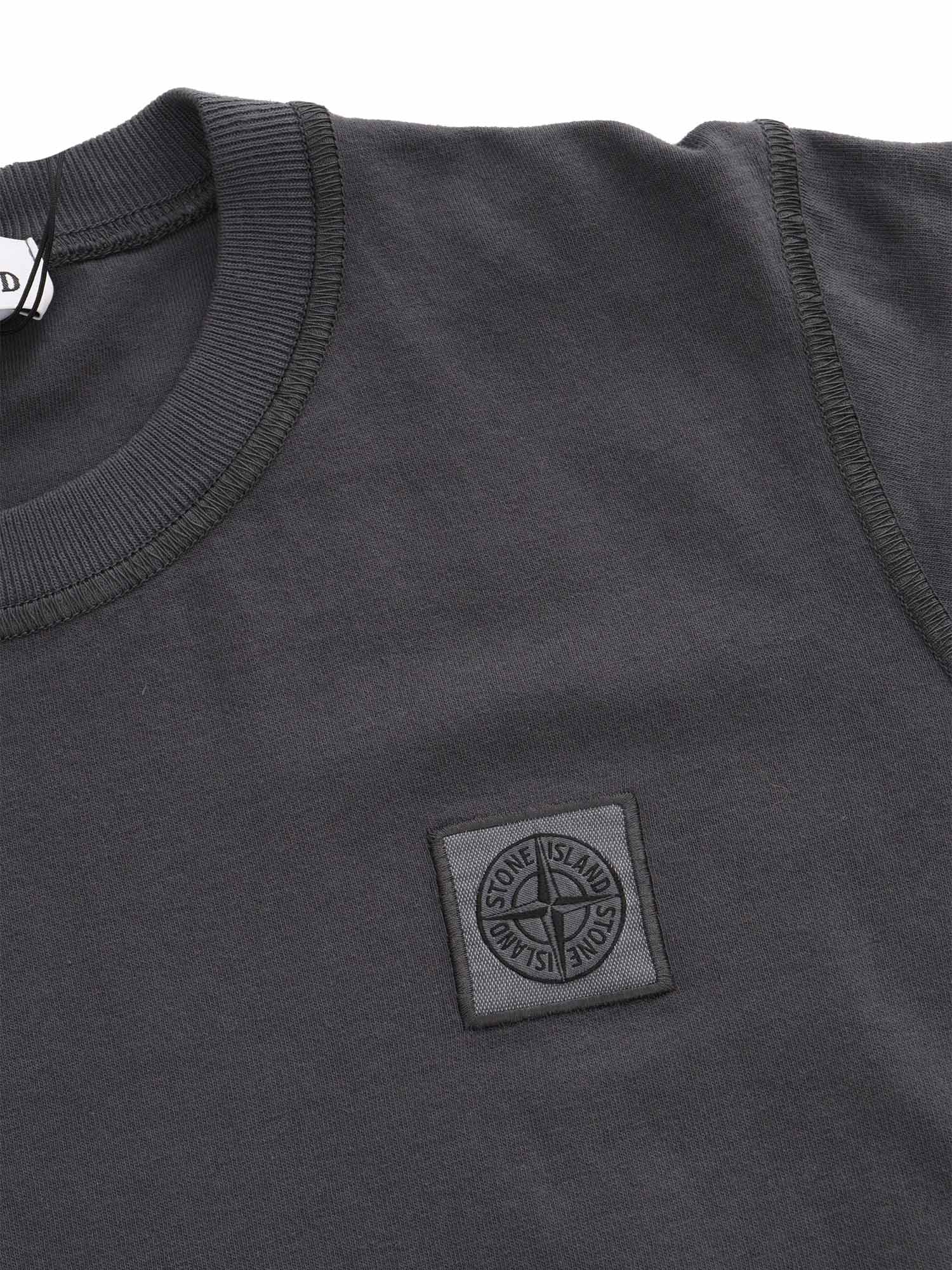 Shop Stone Island Junior Black T-shirt With Logo In Grey