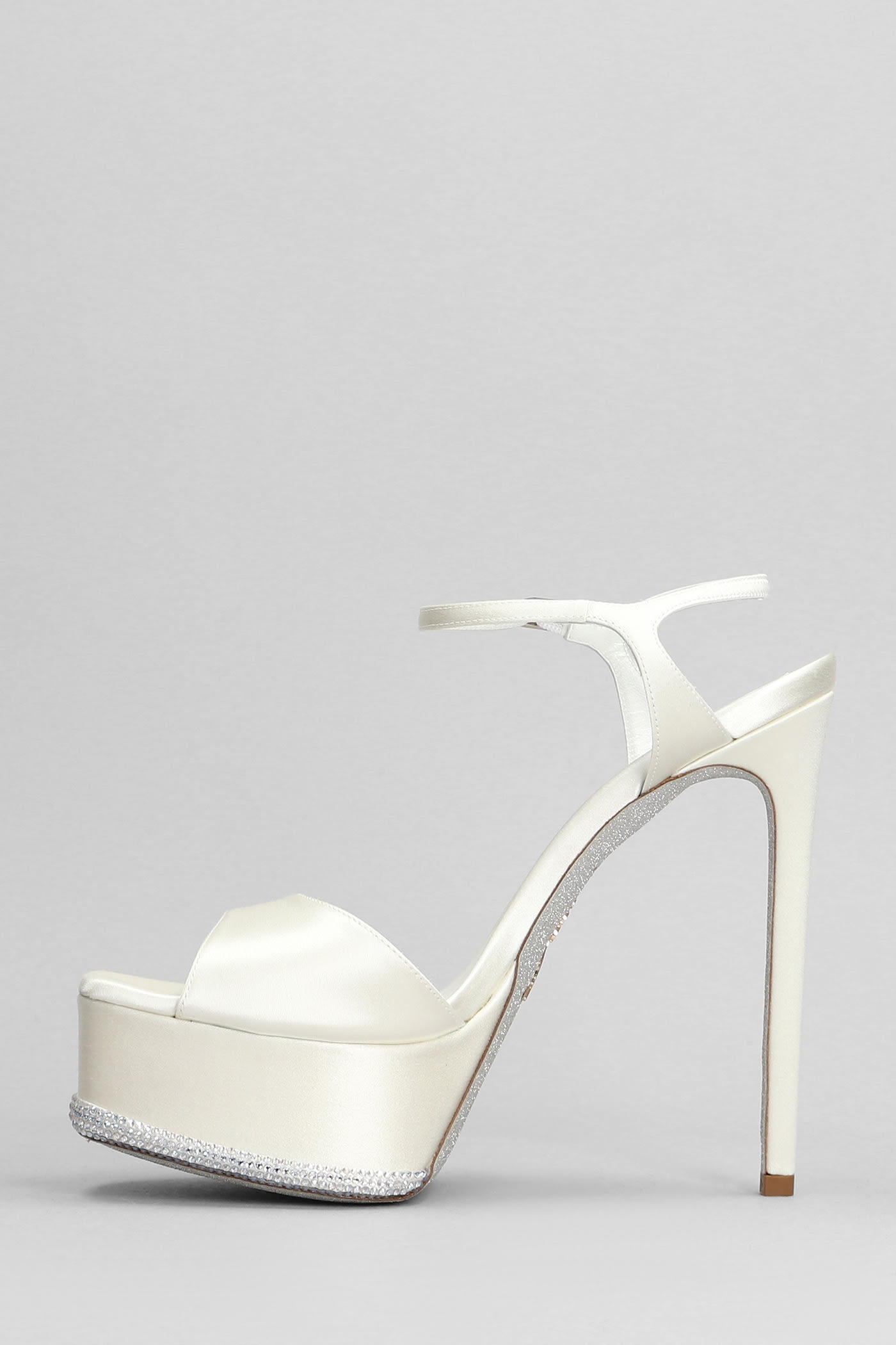 Shop René Caovilla Anastasia Sandals In White Satin