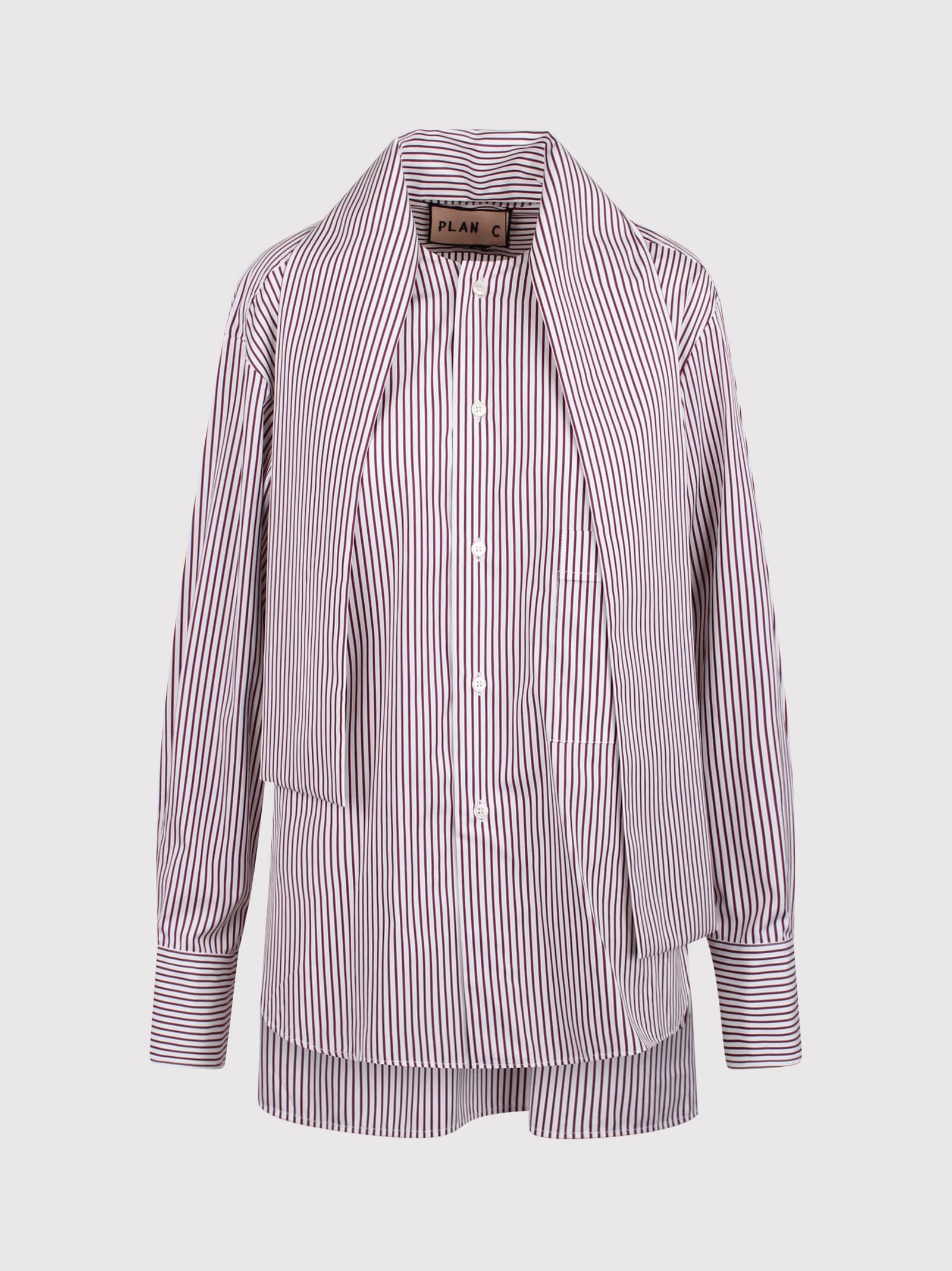 Shop Plan C Striped Poplin Shirt