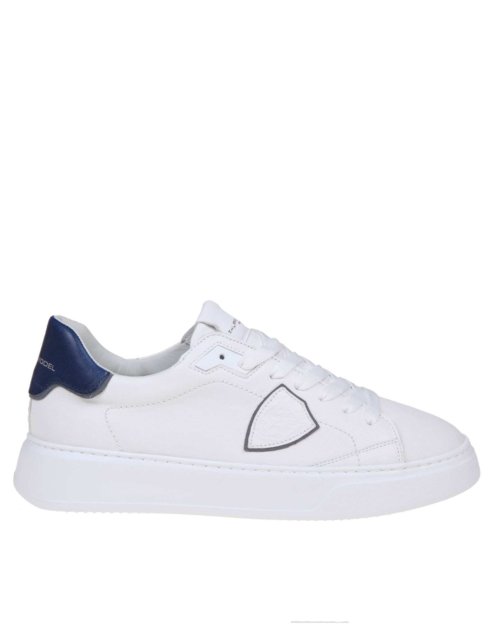 Temple Sneakers In White/blue Leather