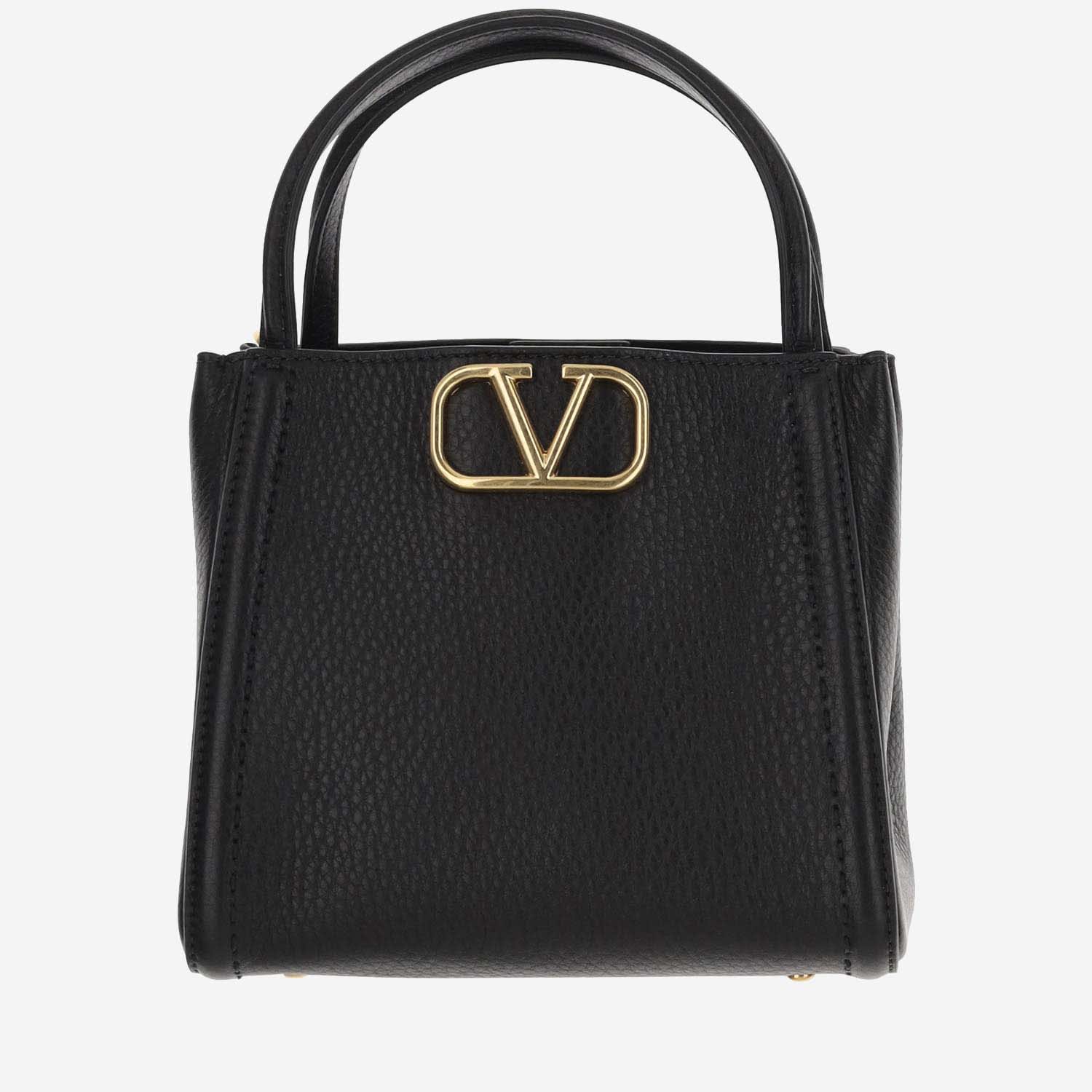 Shop Valentino Garavani All Time Small Handbag In Calfskin In Black