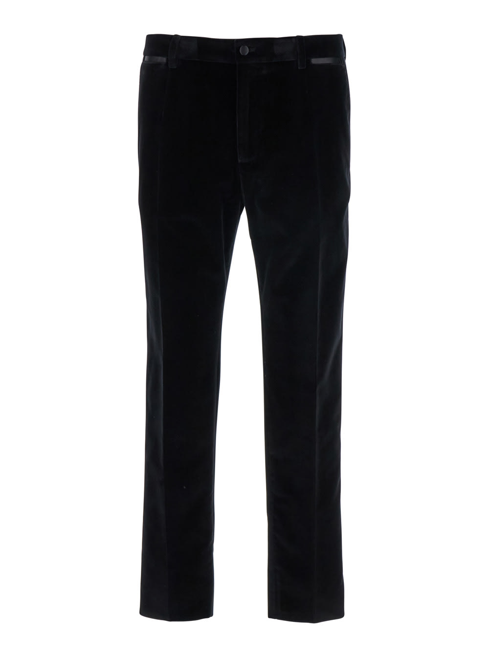 Shop Dolce & Gabbana Black Pants With Belt Loops In Velvet Stretch Man