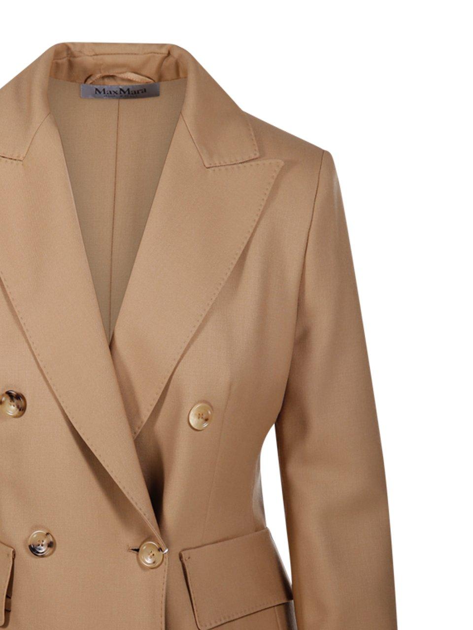 Shop Max Mara Double Breasted Long Sleeved Jacket In Brown