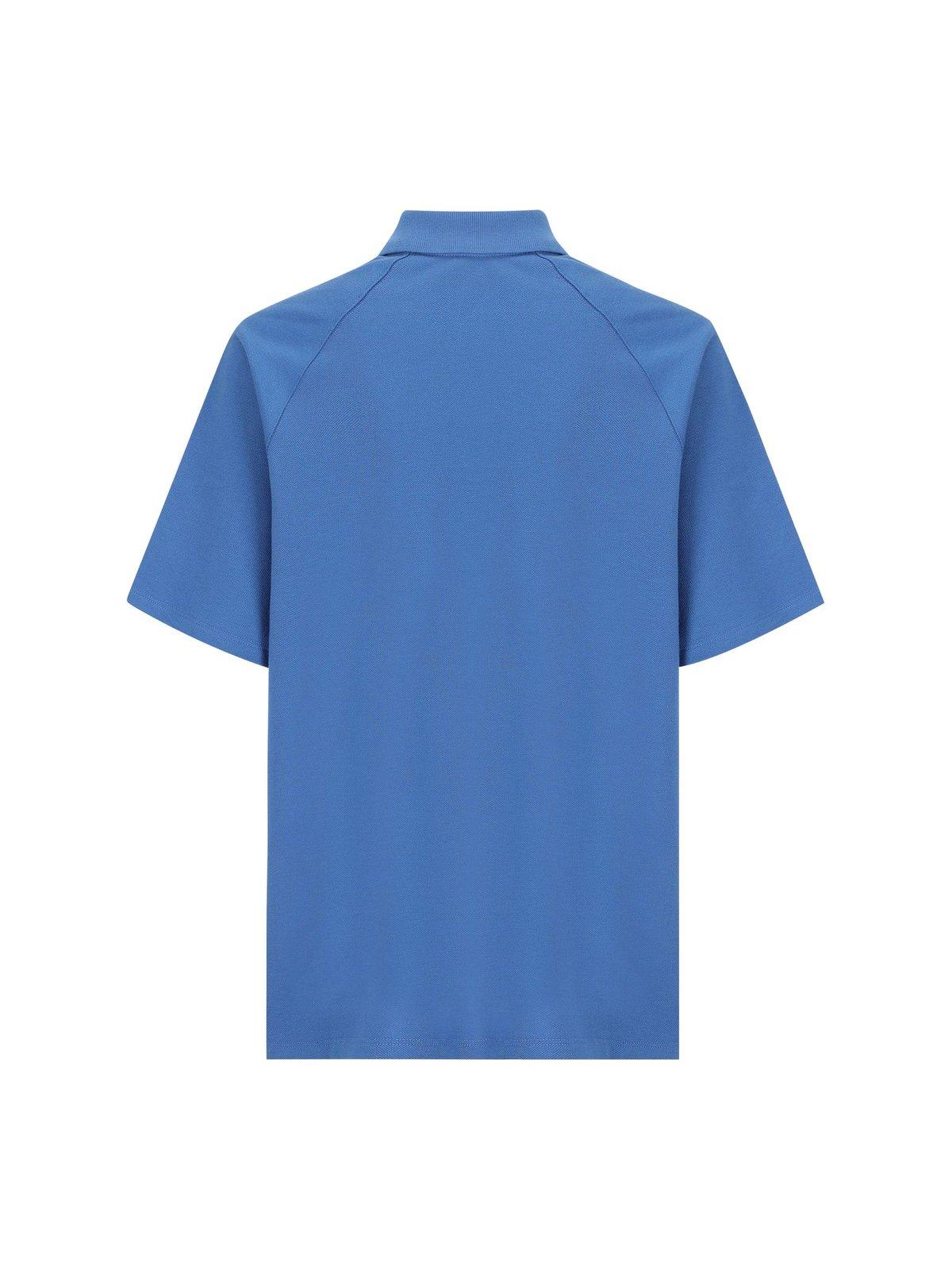 Shop Gucci Logo Patch Short-sleeved Polo Shirt In Light Blue