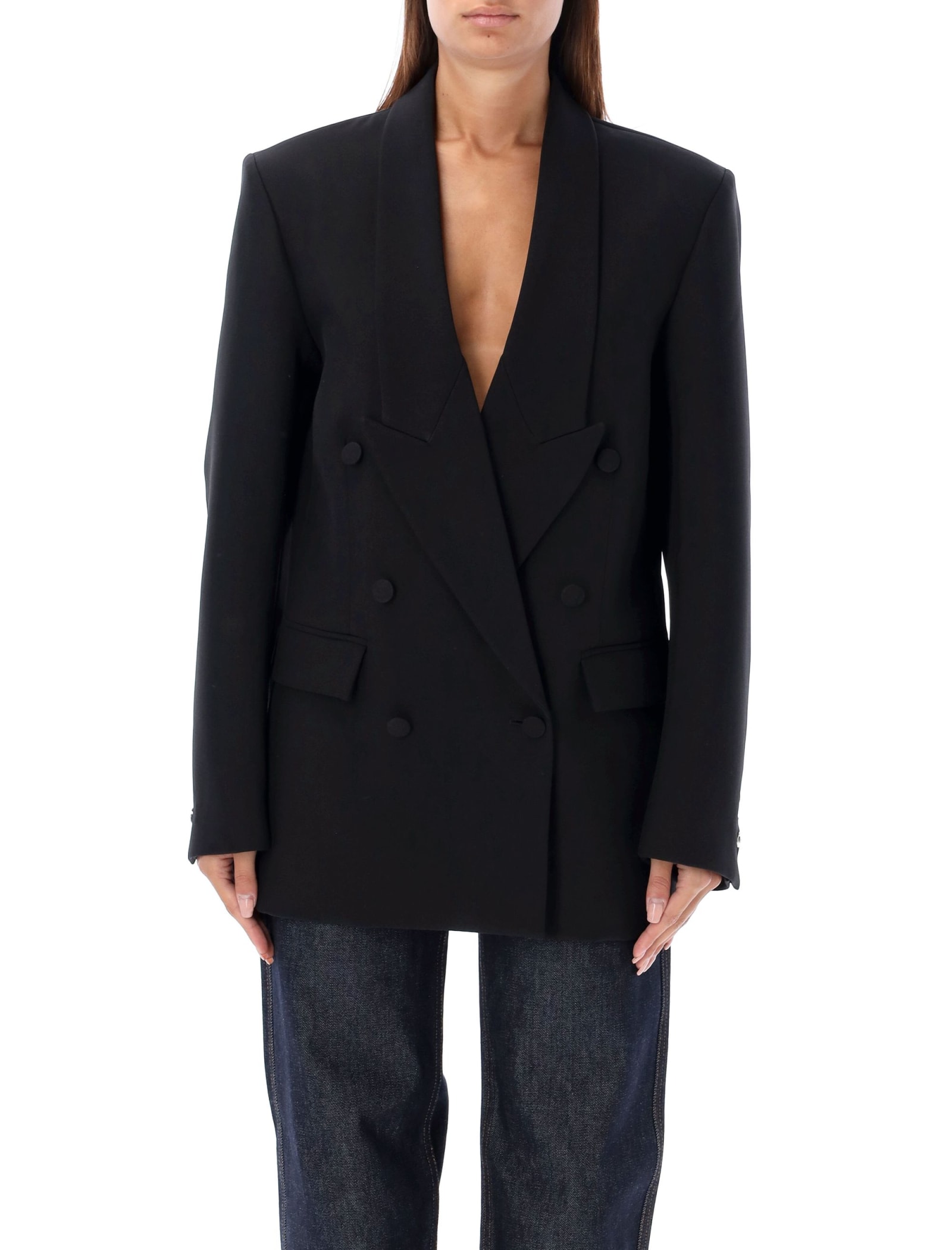 Shop Coperni Double Breasted Tailored Blazer In Black