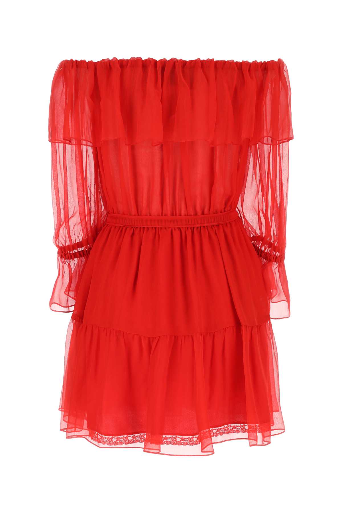 Shop Gucci Red Chiffon Mini Dress
