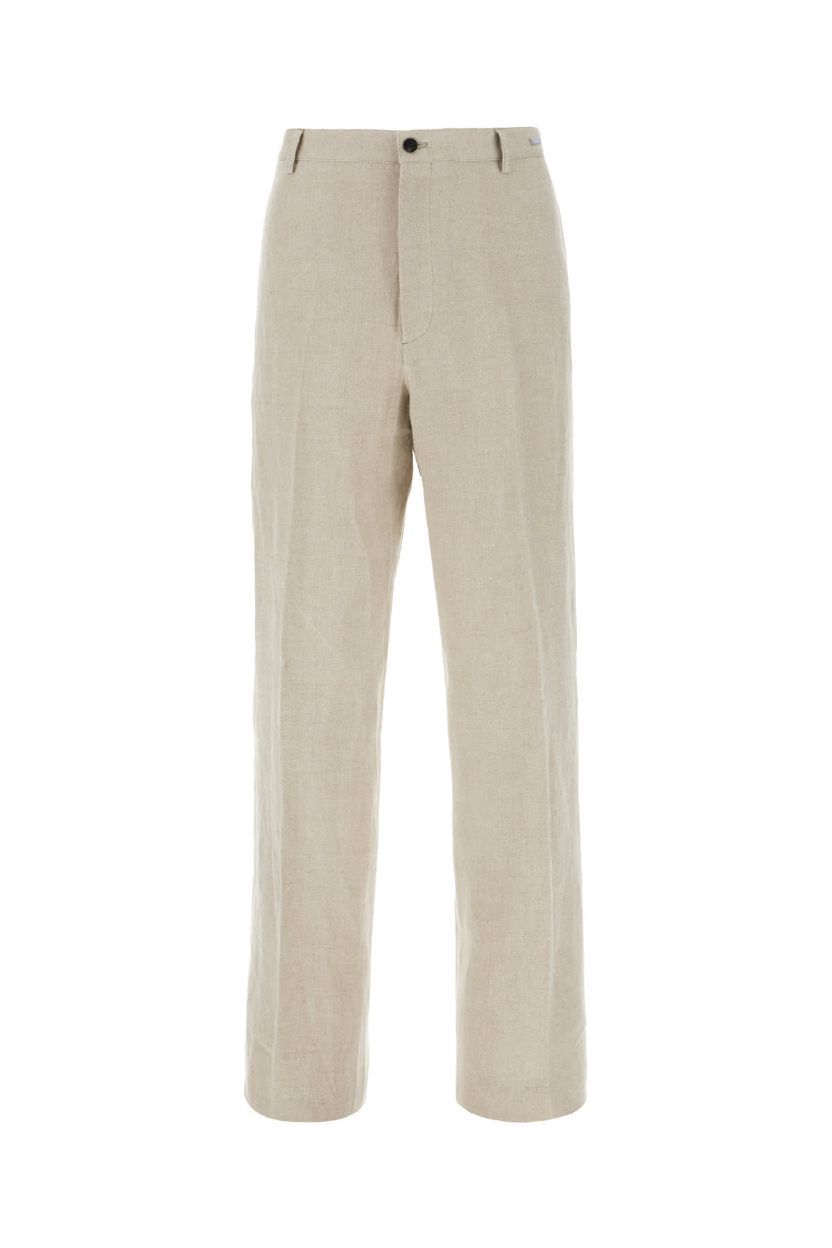 Ferragamo Sand Linen Pants In Sand Black