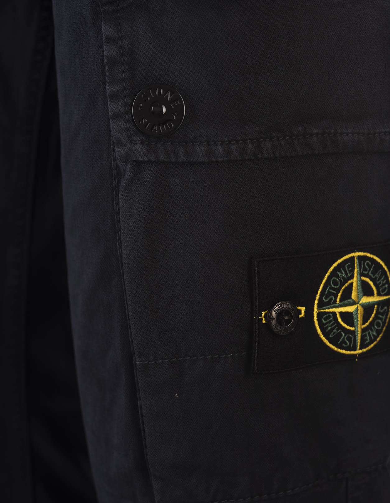 Shop Stone Island Navy Blue Cargo Trousers In Broken Twill Stretch Cotton