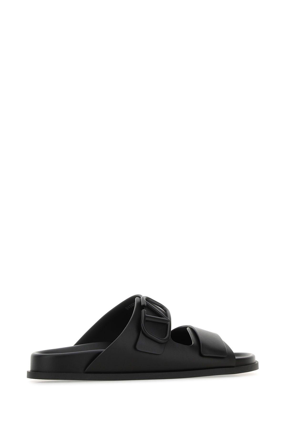 Valentino Garavani V Logo Sliders In Black | ModeSens