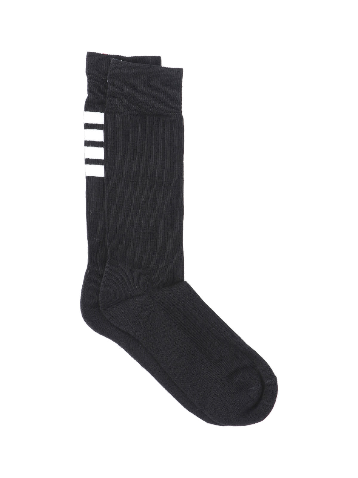 Shop Thom Browne Logo Socks In Black