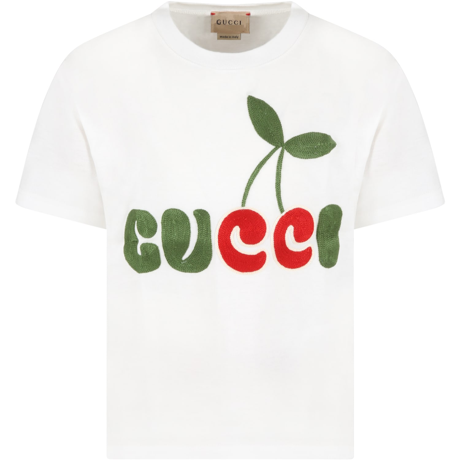 Gucci White T-shirt For Kids With Cherry