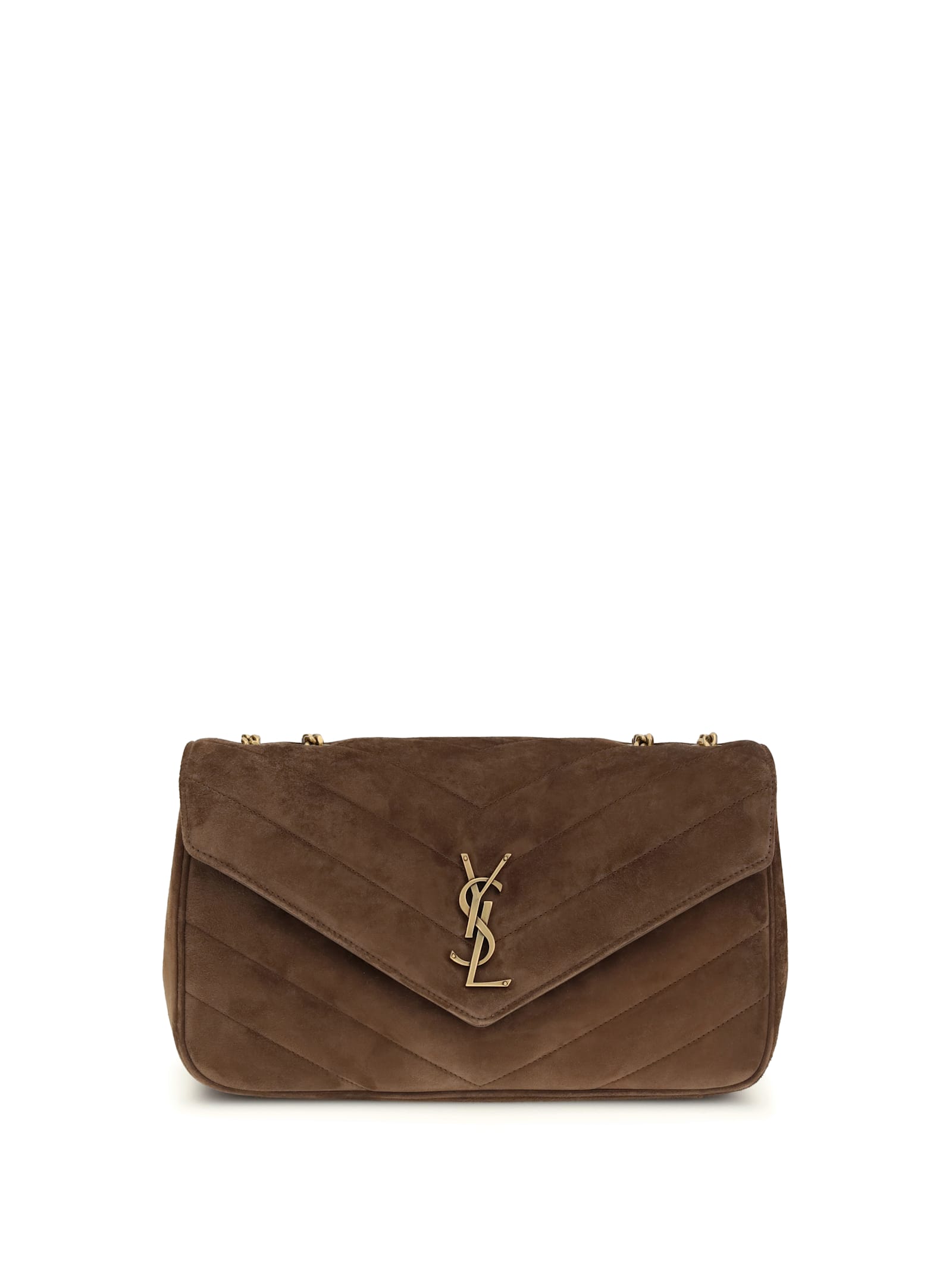 Saint Laurent Medium Loulou Quilted Chain-strap Shoulder Bag In Brown