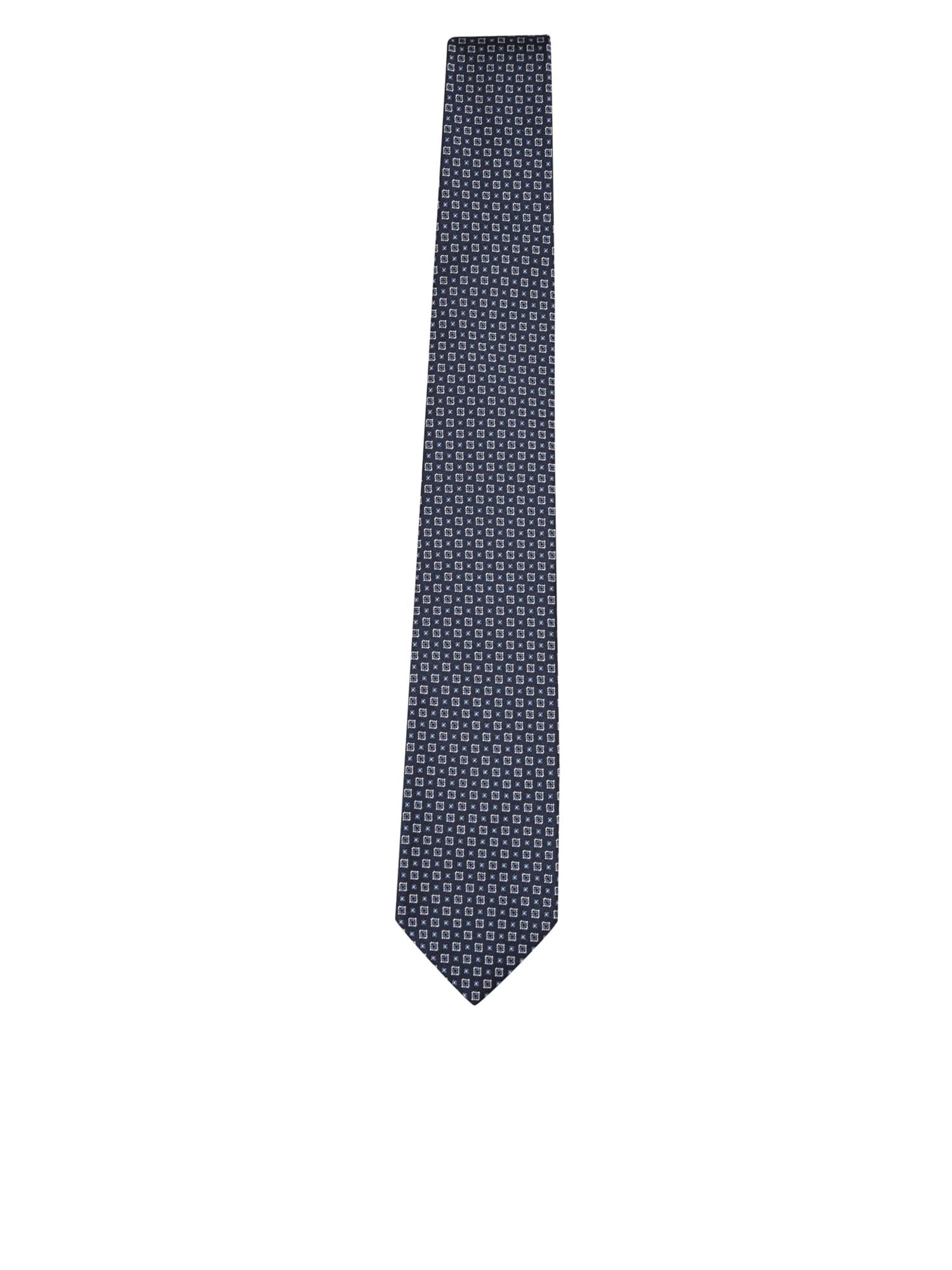 Shop Brioni Patterned Dark Blue Tie In Black