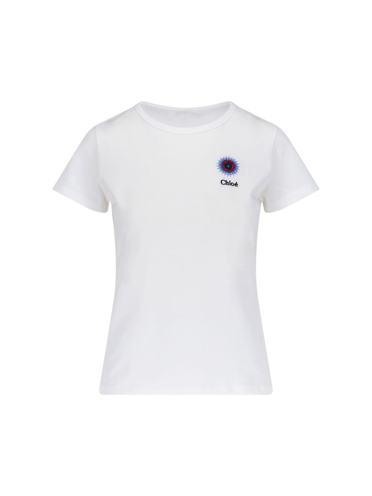 CHLOE GRAPHIC LOGO PARIS BEAUTIFUL Tiny FLOWER CHIC WHITE T-Shirt TOP M NWT  €390