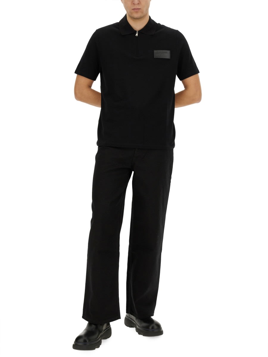 Balmain Polo With Logo In Black