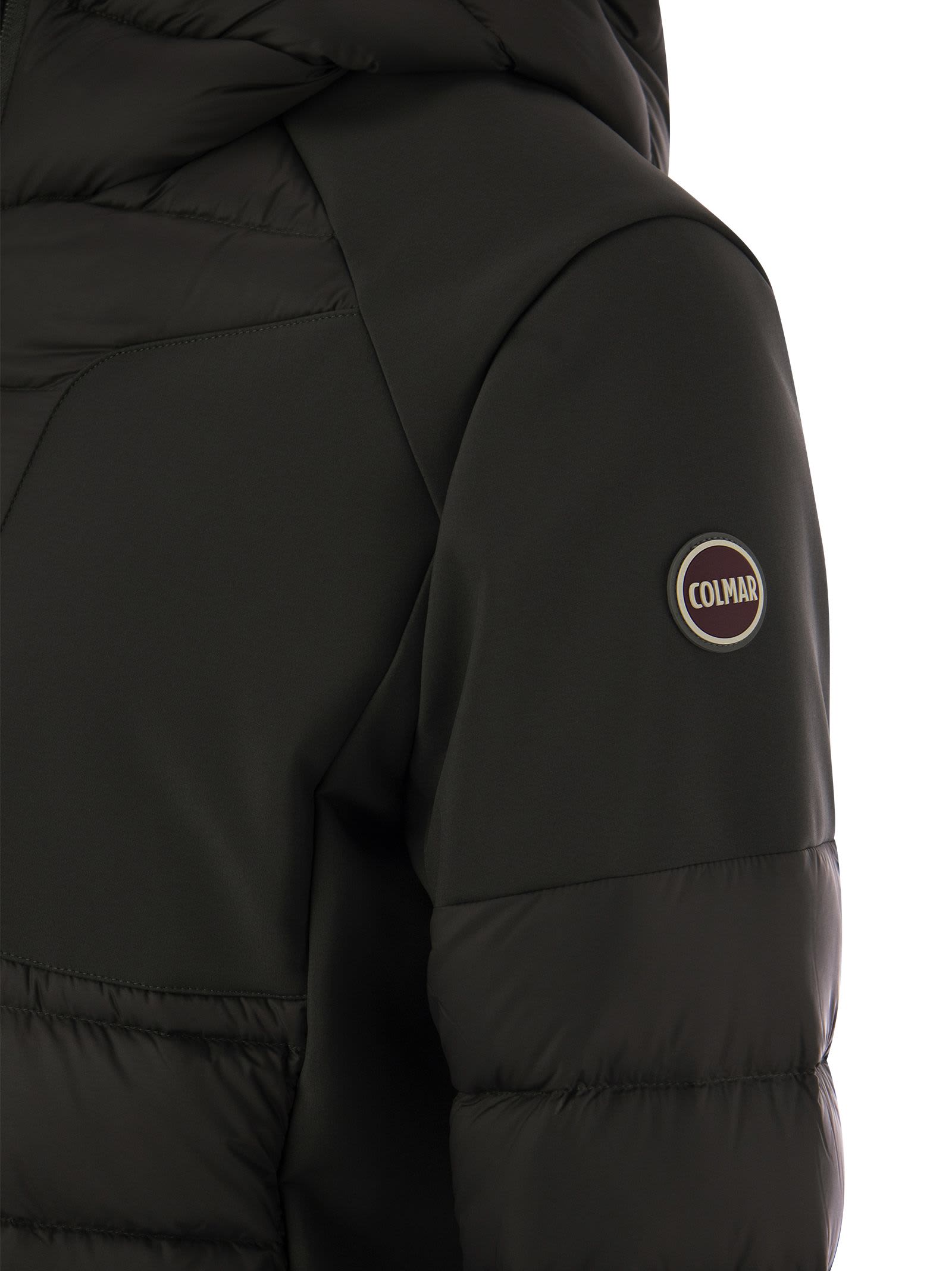 Shop Colmar New Warrior - Hooded Down Jacket In Double Fabric In Dark Grey