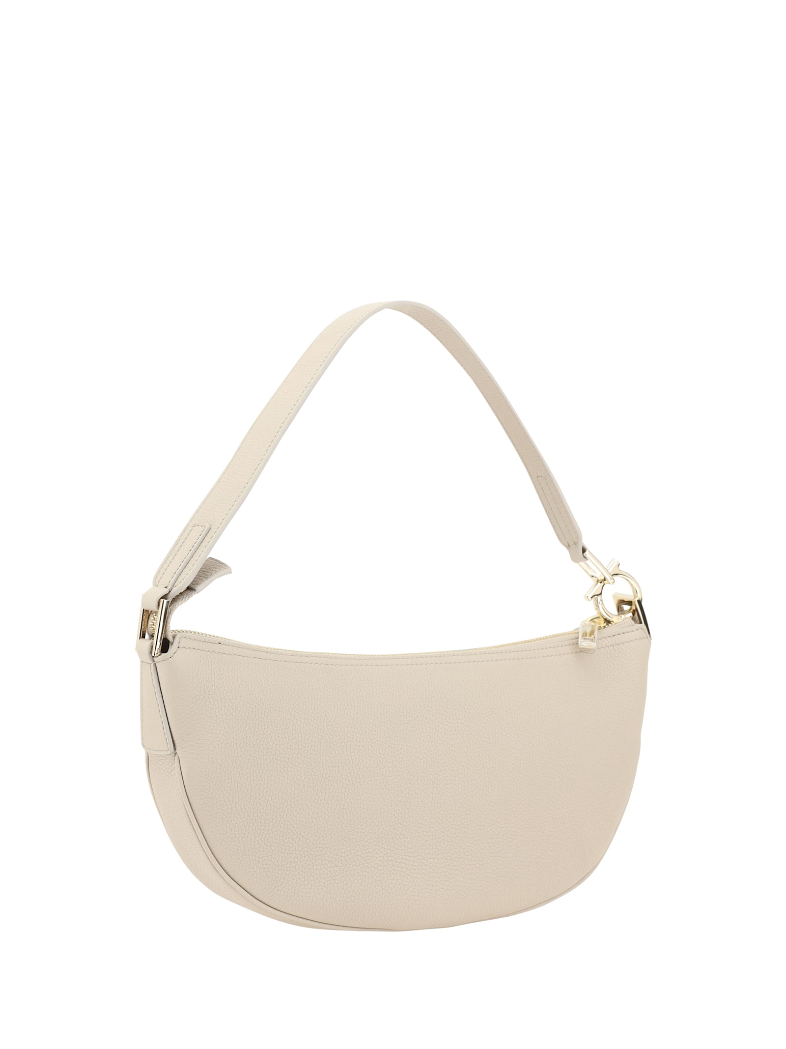 Ferragamo Sand Leather Shoulder Bag In Beige