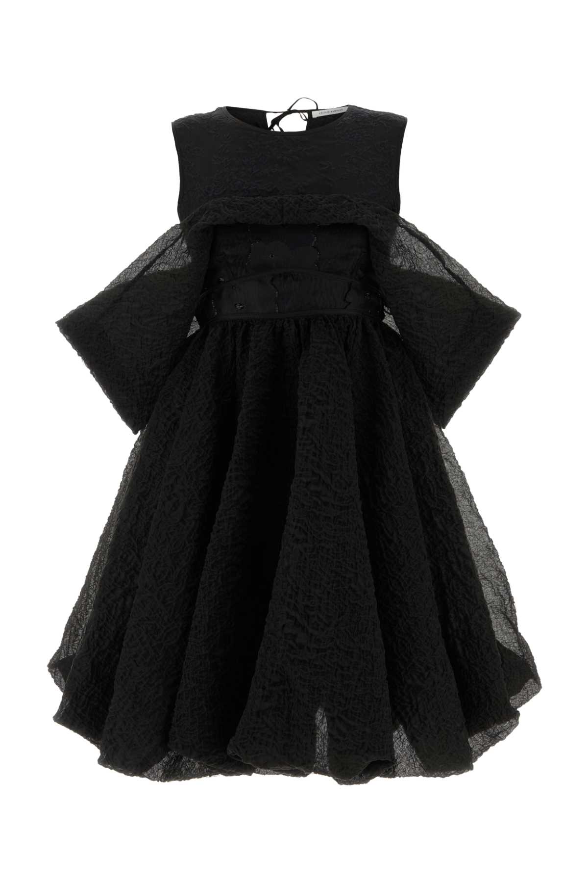Black Cotton Blend Mini Dress