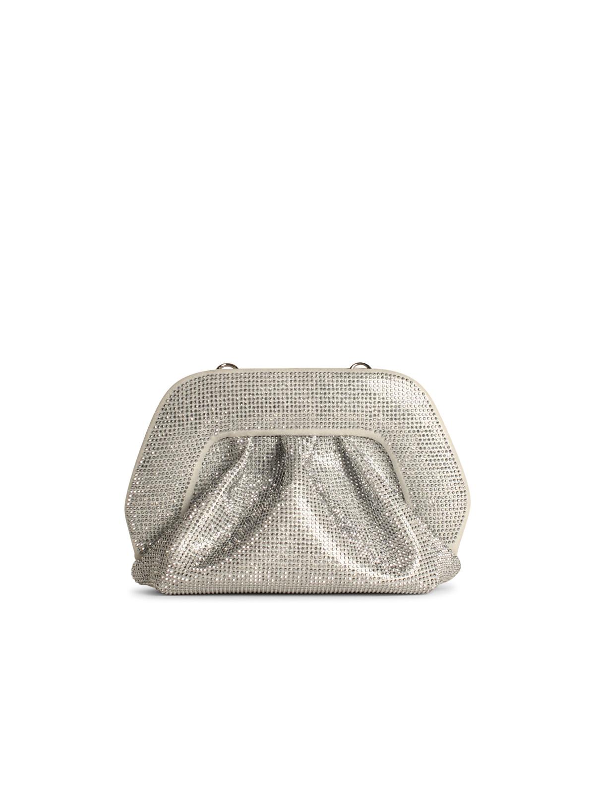 Shop Themoirè Gea Strass Silver Vegan Leather Bag