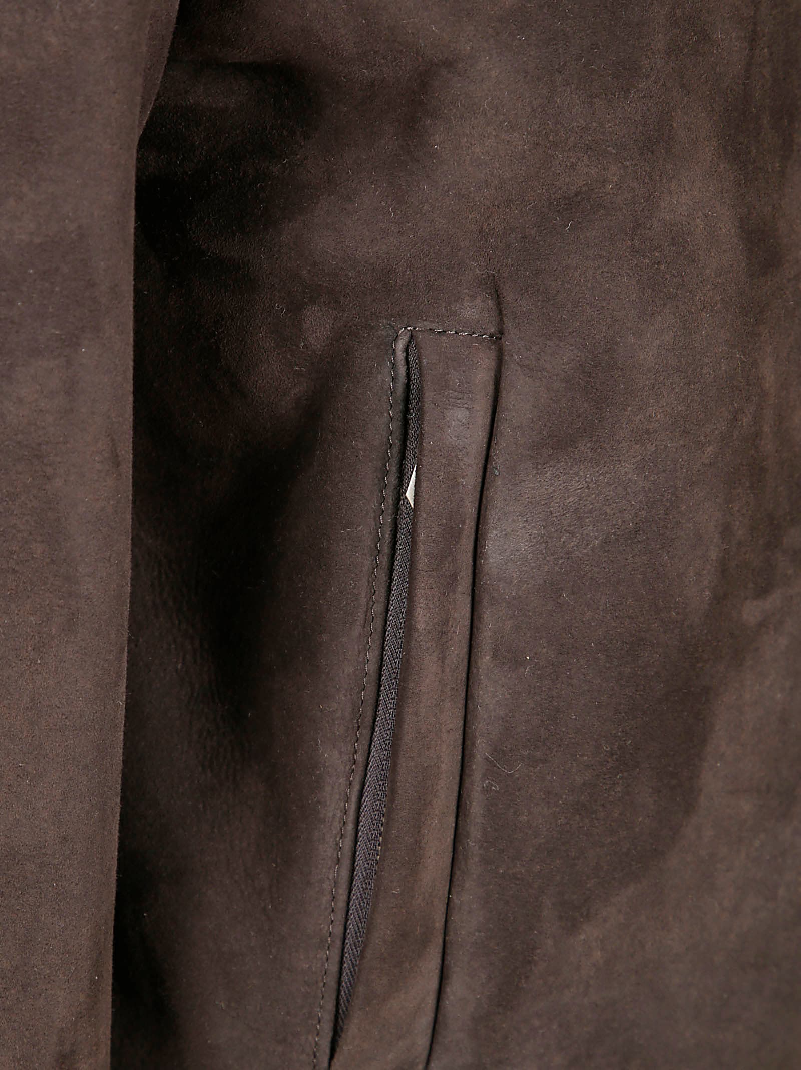 Salvatore Santoro Brown Sheep Skin Jacket With High Collar And Zipper Closure In Brown