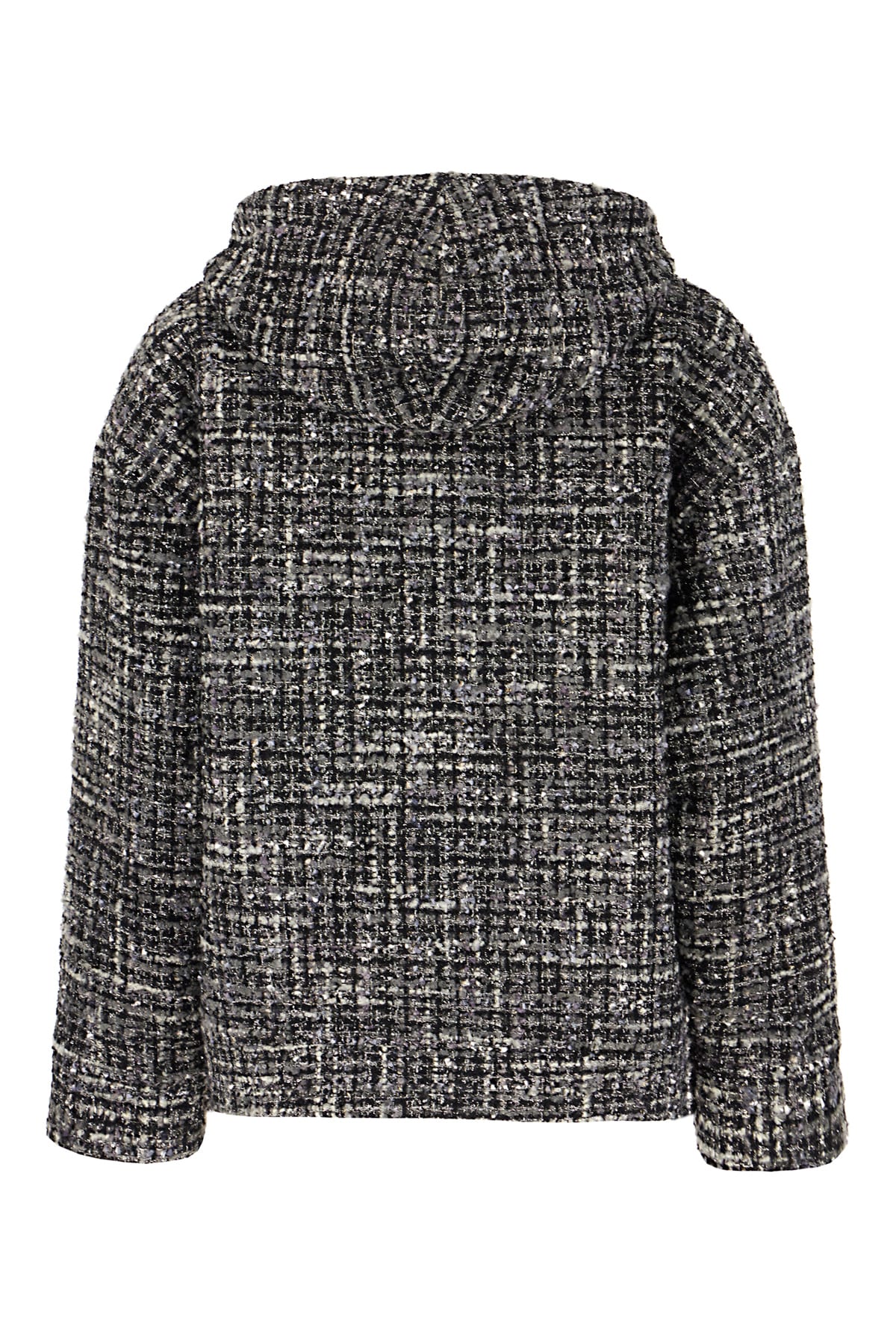 Shop Valentino Embroidered Wool Blend Coat In Nero Grigio Medio Bianco