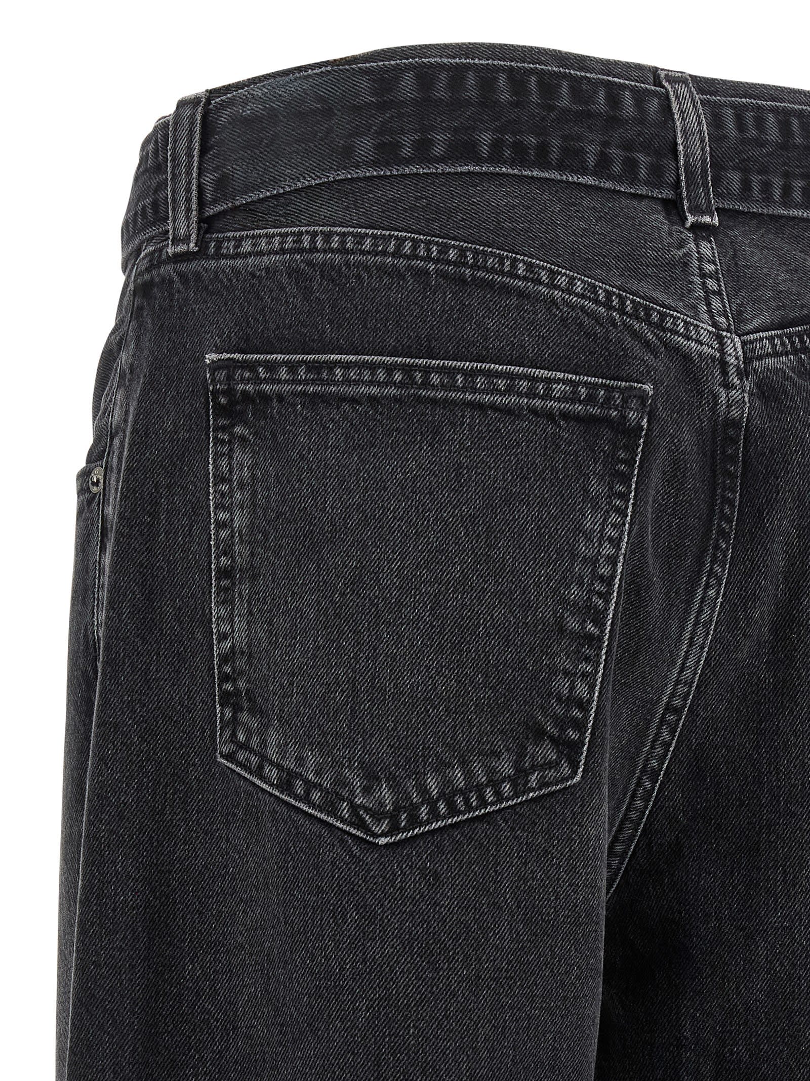 Agolde Tapered Cuffed Jeans Belted Waist In Black