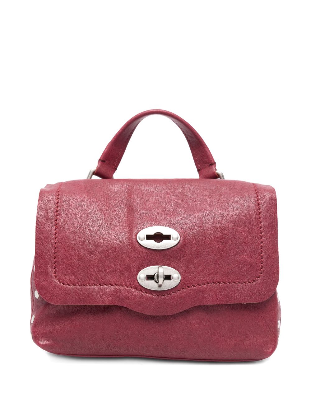 Zanellato Postina Tabacco Baby Leather Handbag In Burgundy