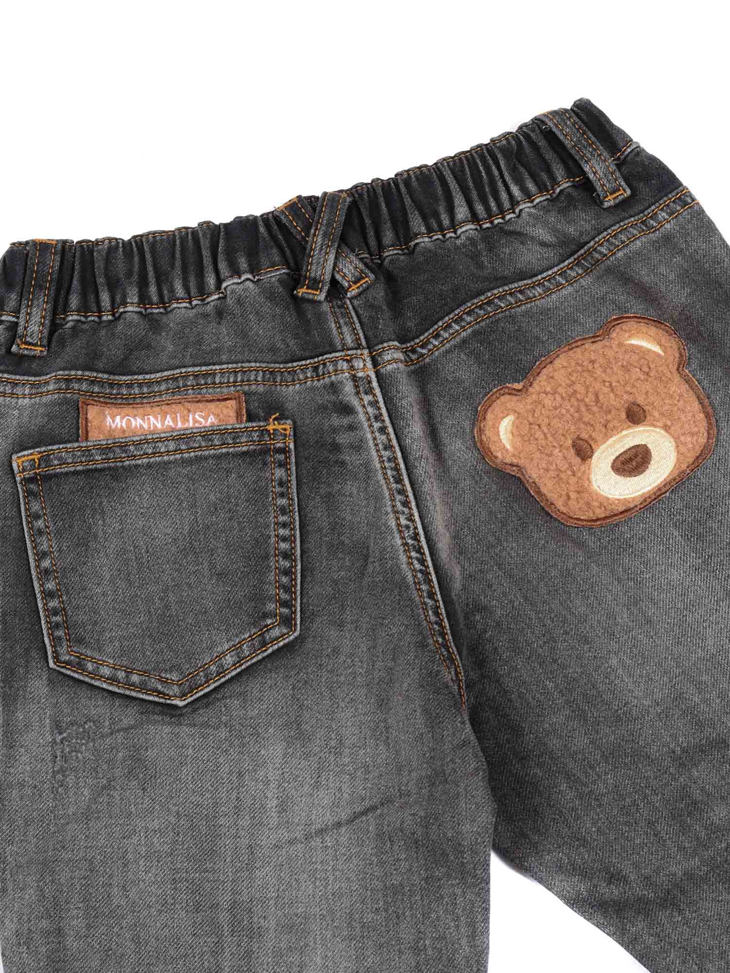 Monnalisa Jeans With Teddy Insert In Gray