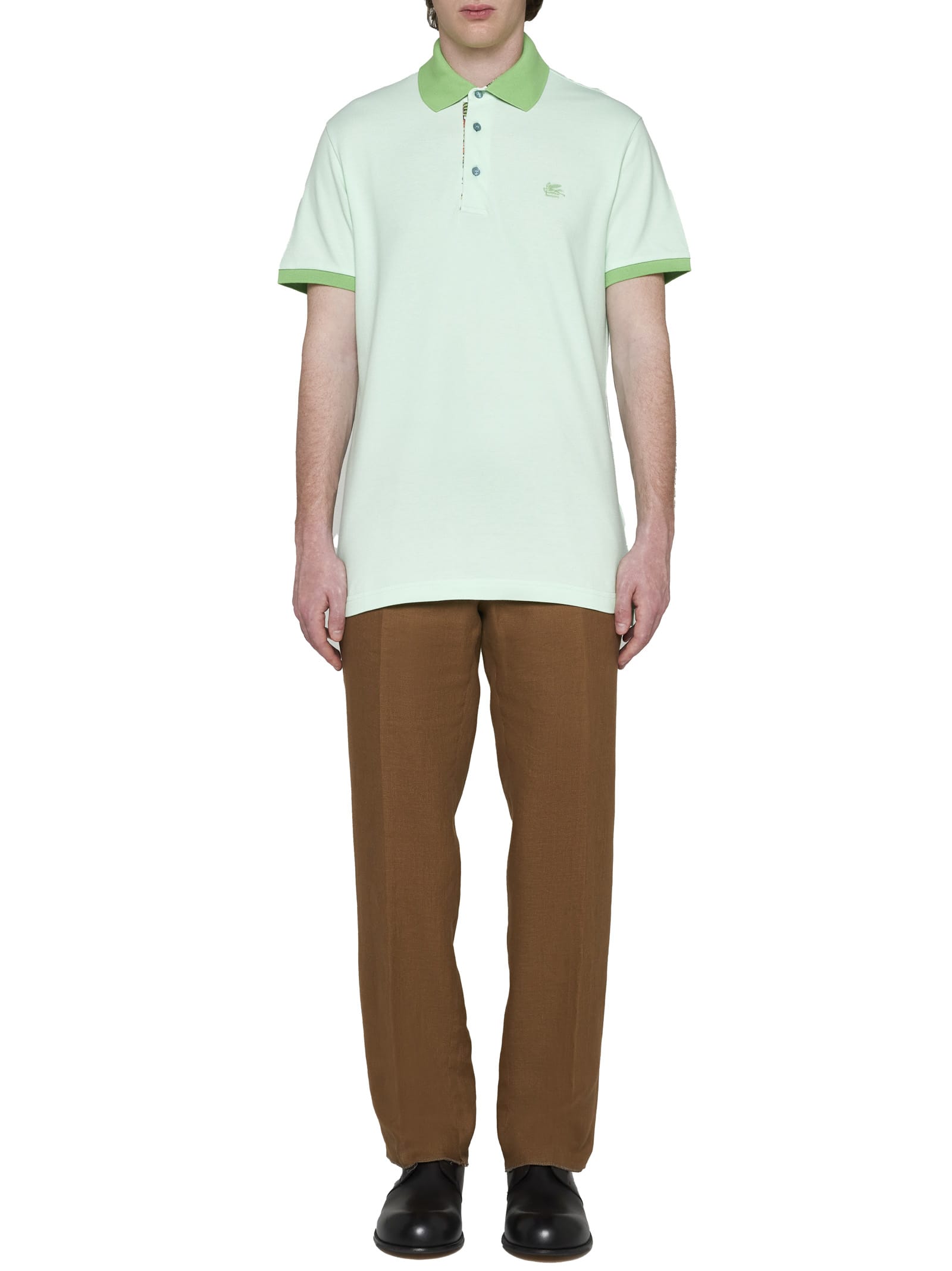 Shop Etro Polo Shirt In Verde Chiaro