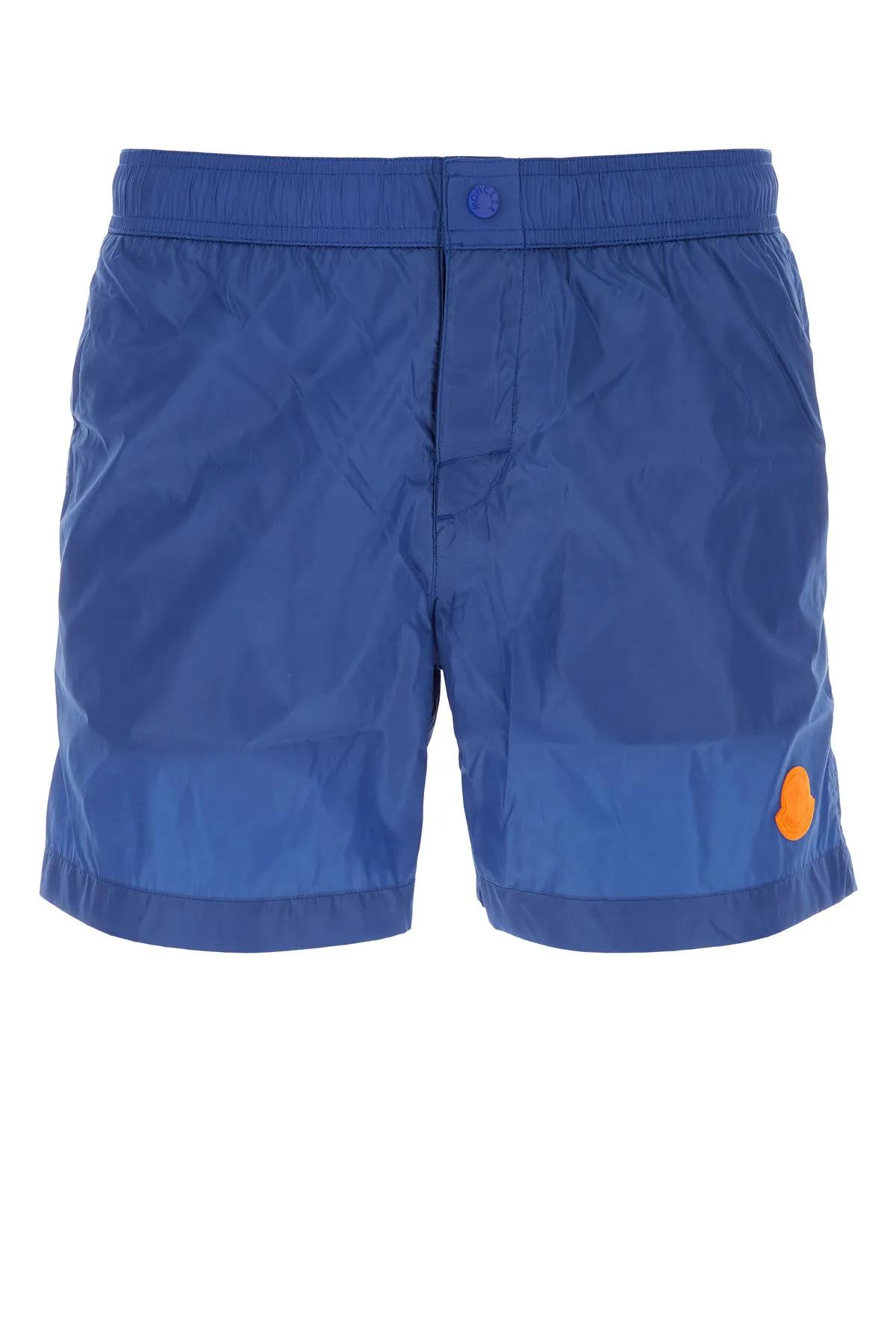 Shop Moncler Blue Nylon Swimming Shorts In Clear Blue