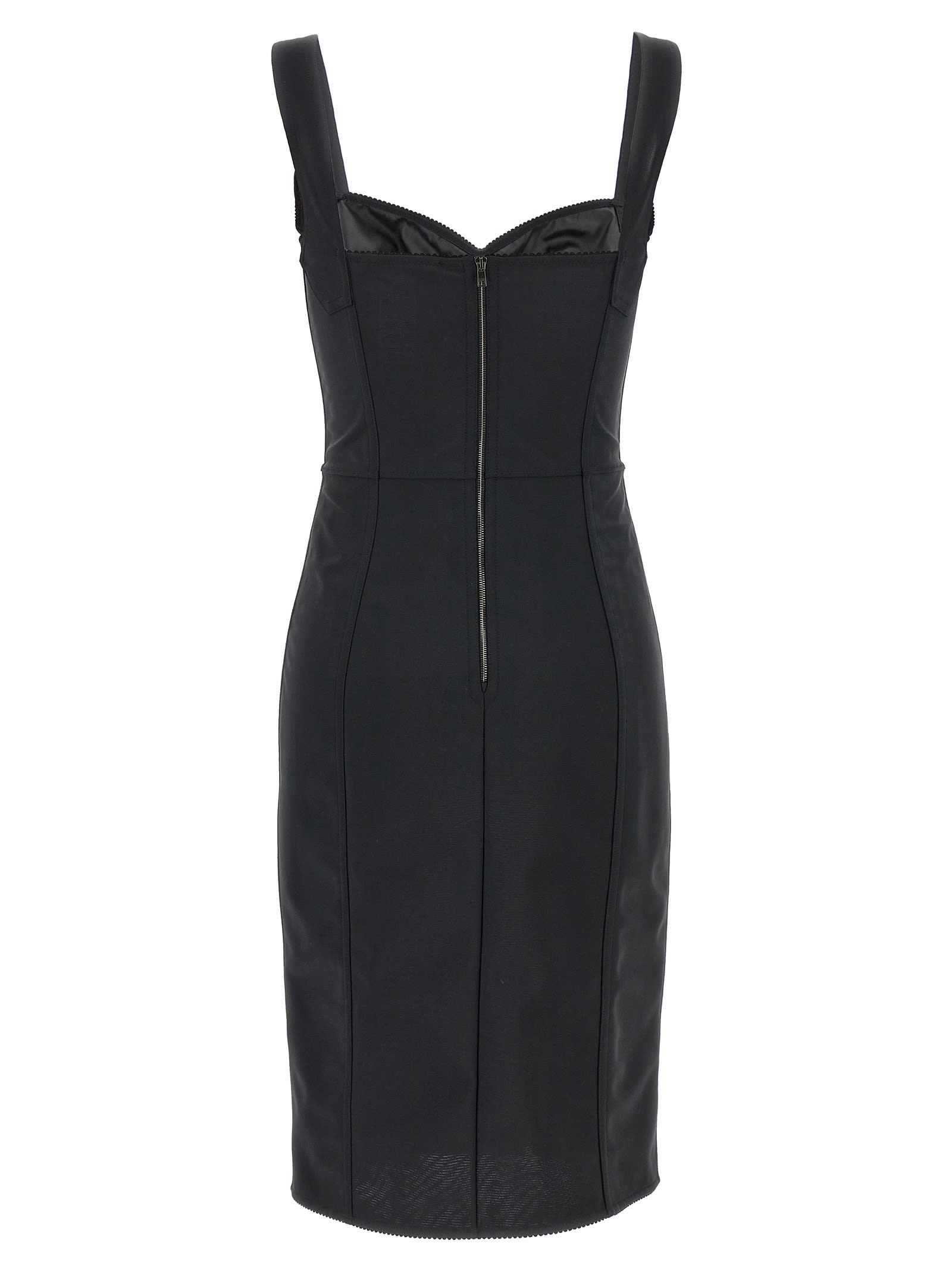 Shop Dolce & Gabbana Midi Corsetry Dress In Black