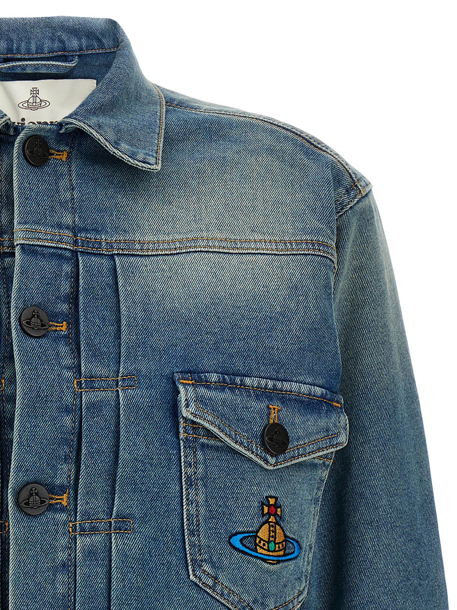 Shop Vivienne Westwood Marlene Cropped Jacket In Blue