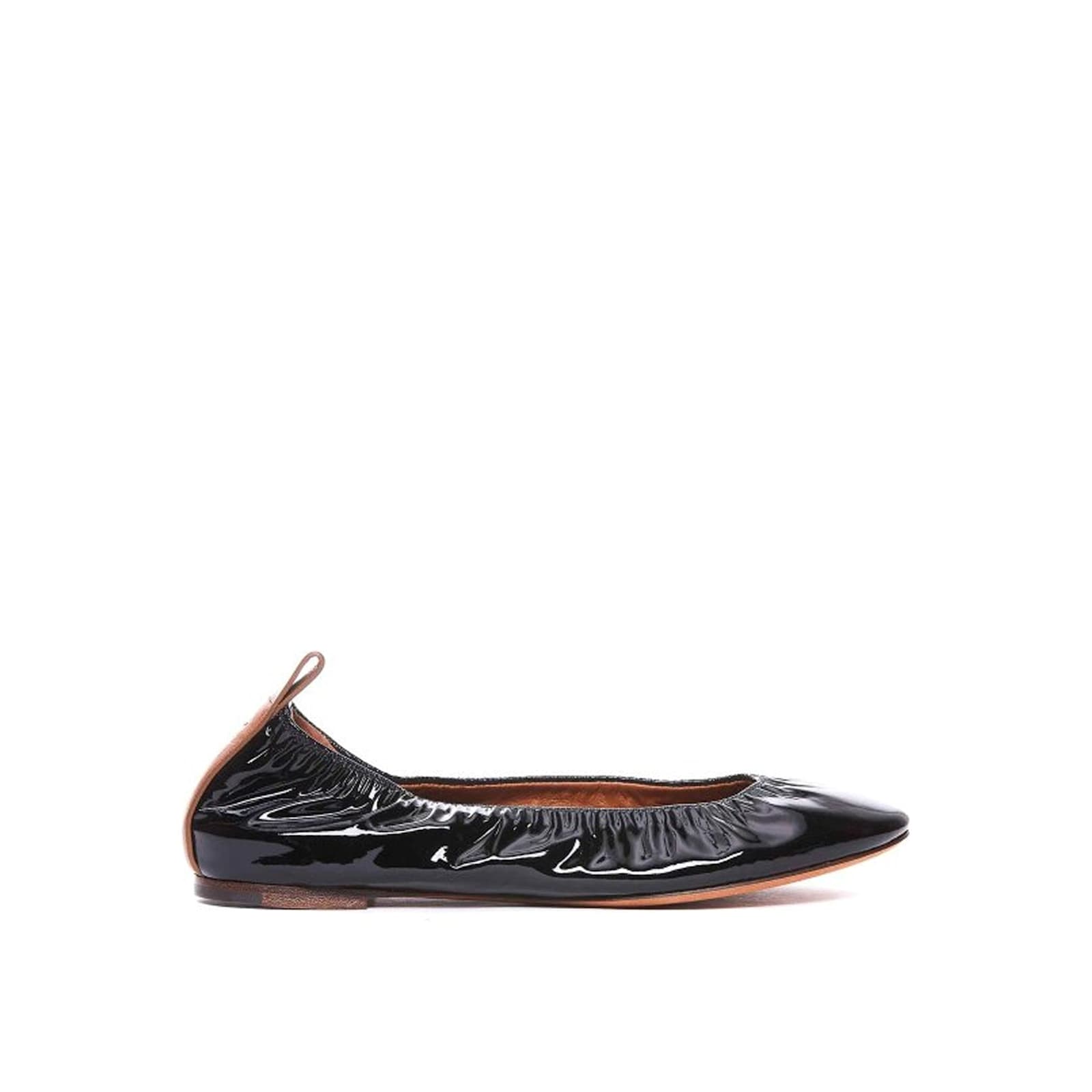 Shop Lanvin Leather Ballerina Flats In Black