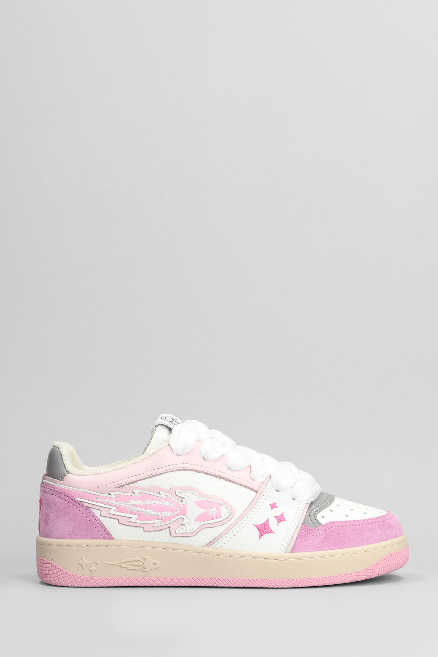 Shop Enterprise Japan Egg Rocket Sneakers In White Leather