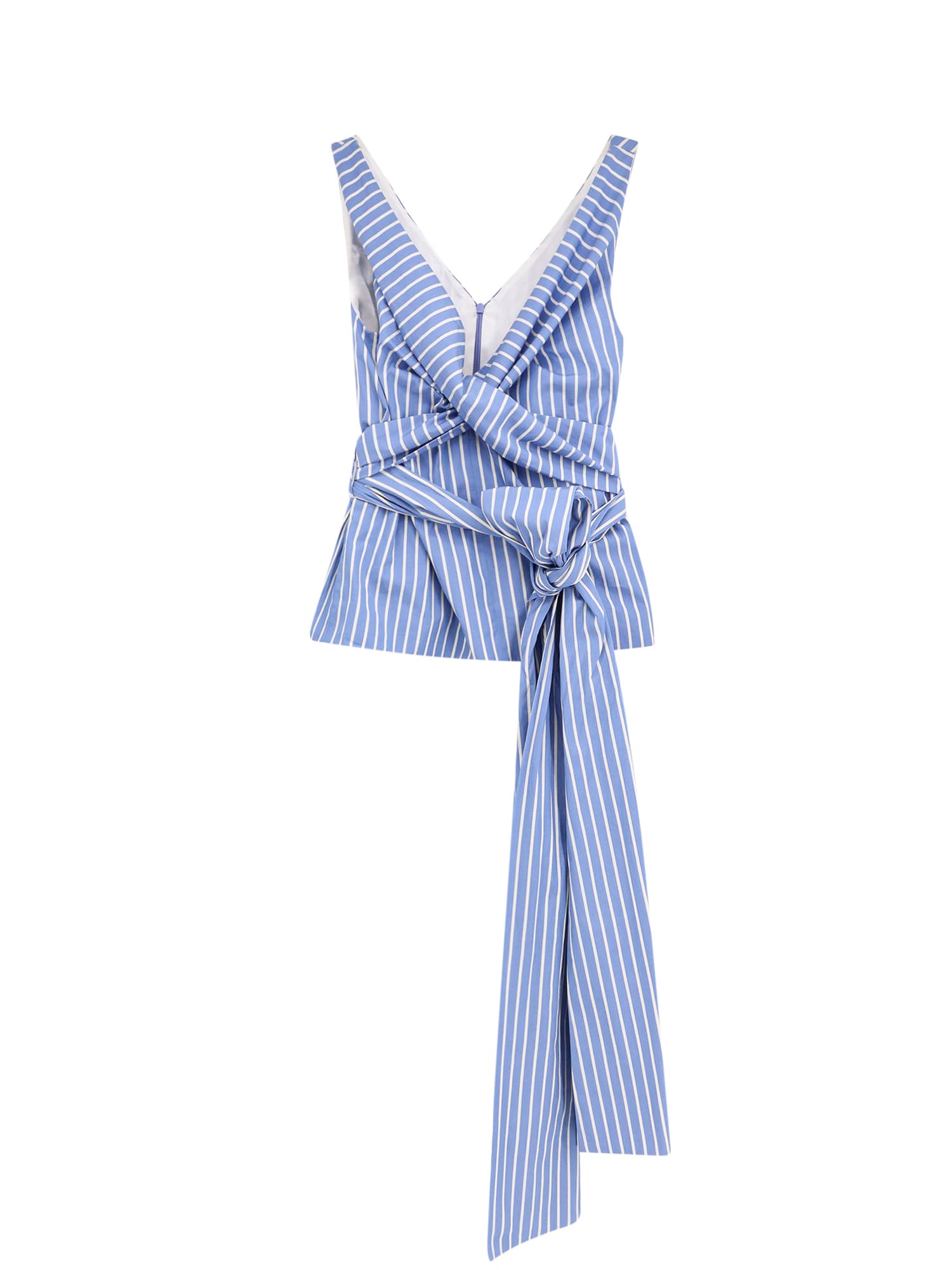 Dries Van Noten Colada Striped Wrap Top In Blue