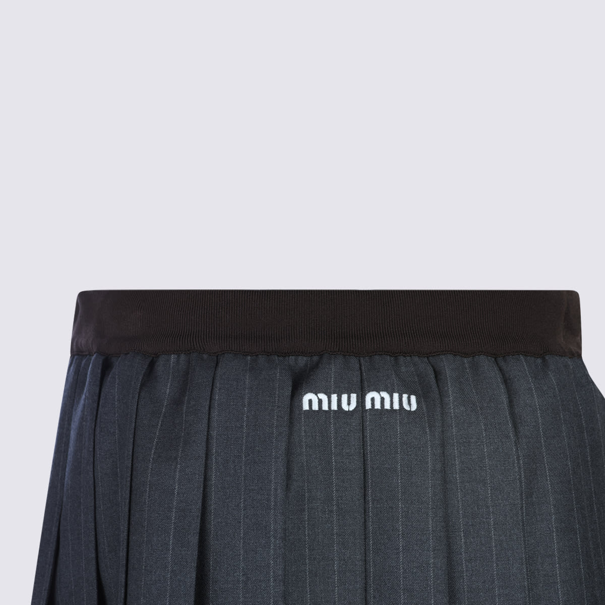 Miu Miu Grey Wool Skirt In Black